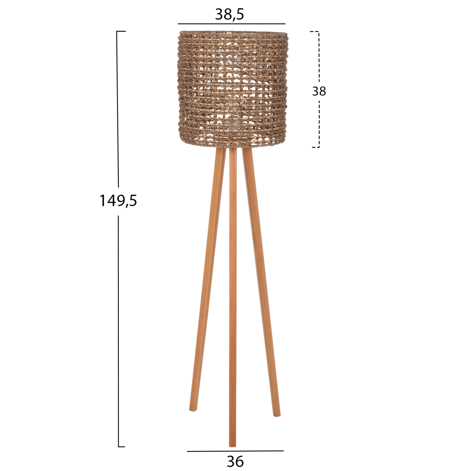 ΕΠΙΔΑΠΕΔΙΟ ΦΩΤΙΣΤΙΚΟ HM4352 RUBBERWOOD-RATTAN-SEAGRASS ΣΕ ΦΥΣΙΚΟ Φ36x149,5Υεκ. 2