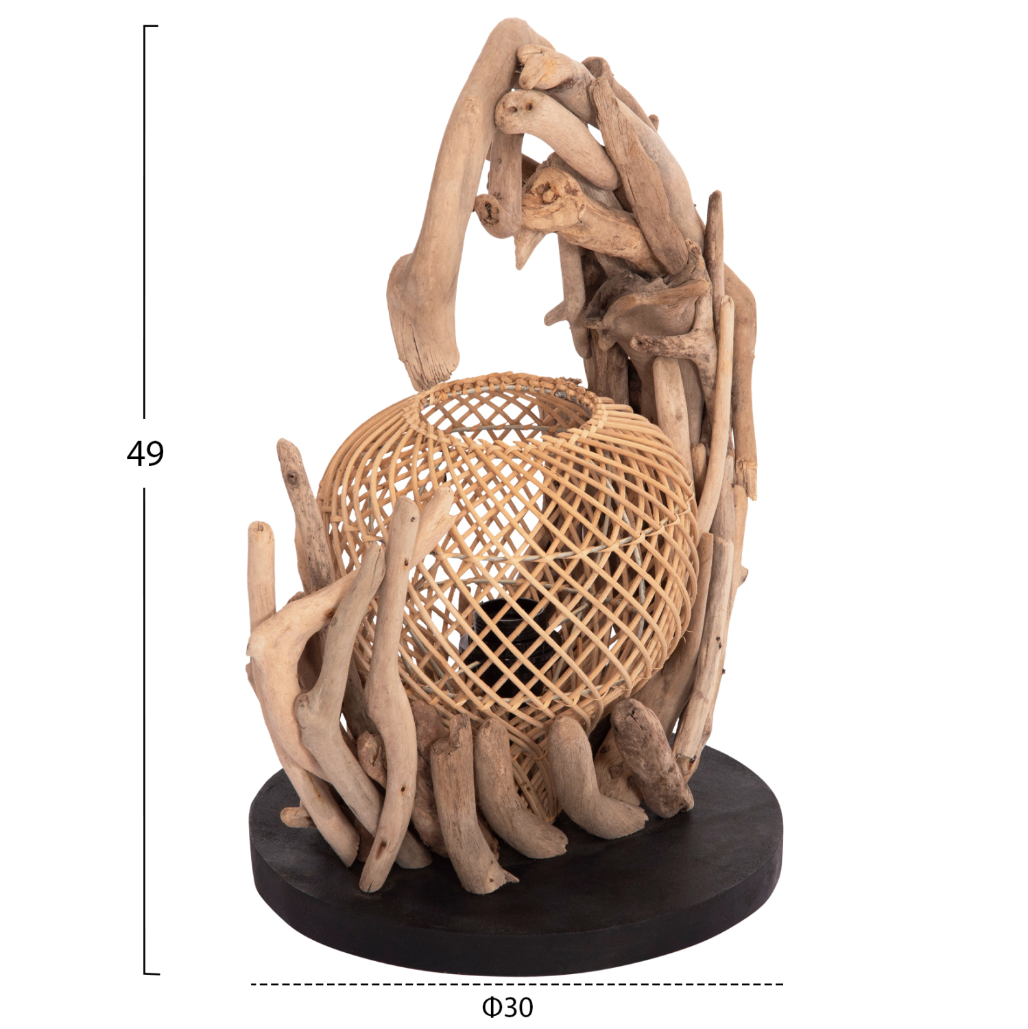 ΕΠΙΤΡΑΠΕΖΙΟ ΔΙΑΚΟΣΜΗΤΙΚΟ ΦΩΤΙΣΤΙΚΟ ASHIN HM4438 DRIFTWOOD--RATTAN 30x30x49Υεκ. 2