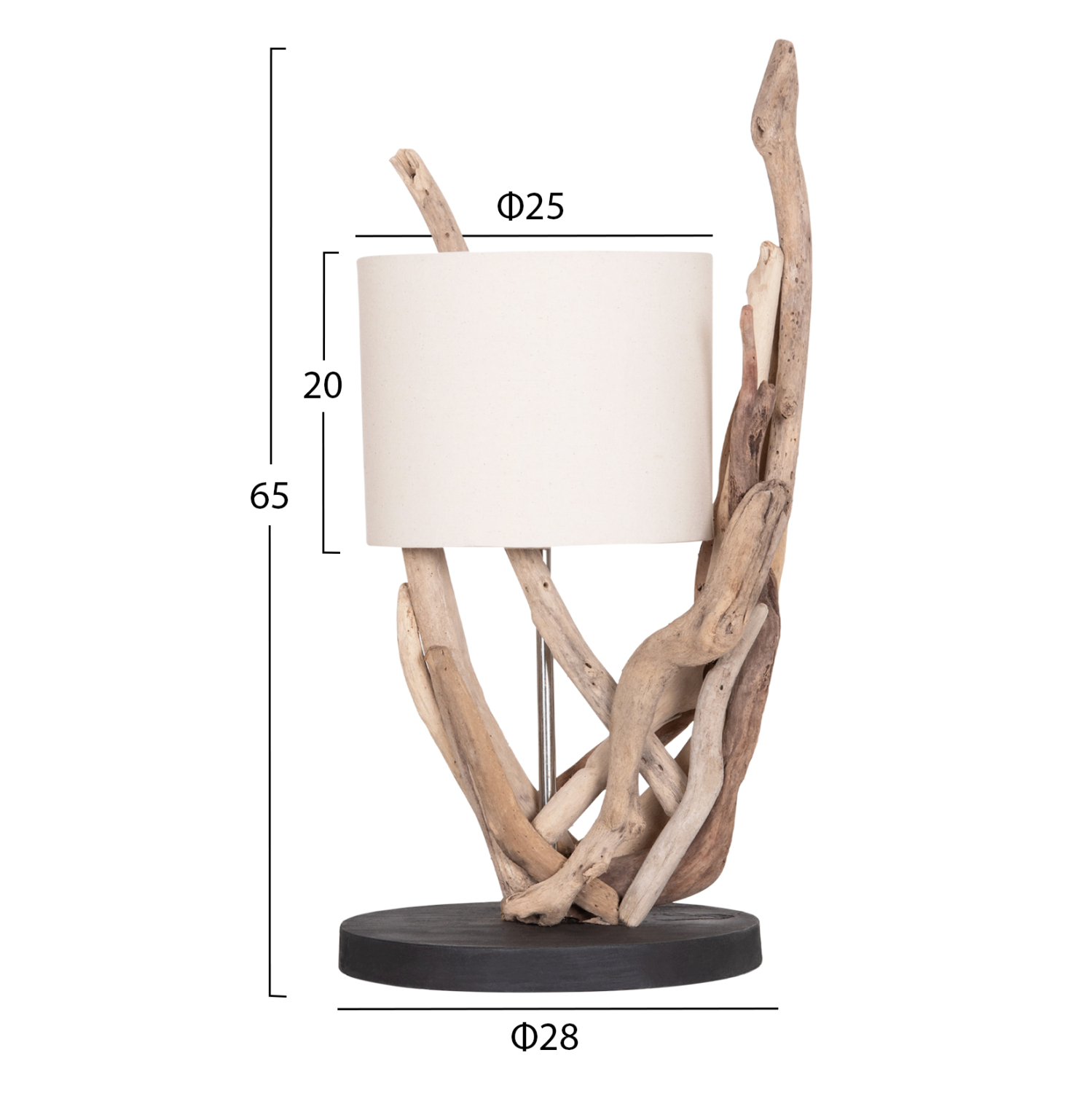 ΕΠΙΤΡΑΠΕΖΙΟ ΦΩΤΙΣΤΙΚΟ BRAMBLE HM4873 DRIFTWOOD &amp; ΛΕΥΚΟ ΚΑΠΕΛΟ Φ28x65Υεκ. 2