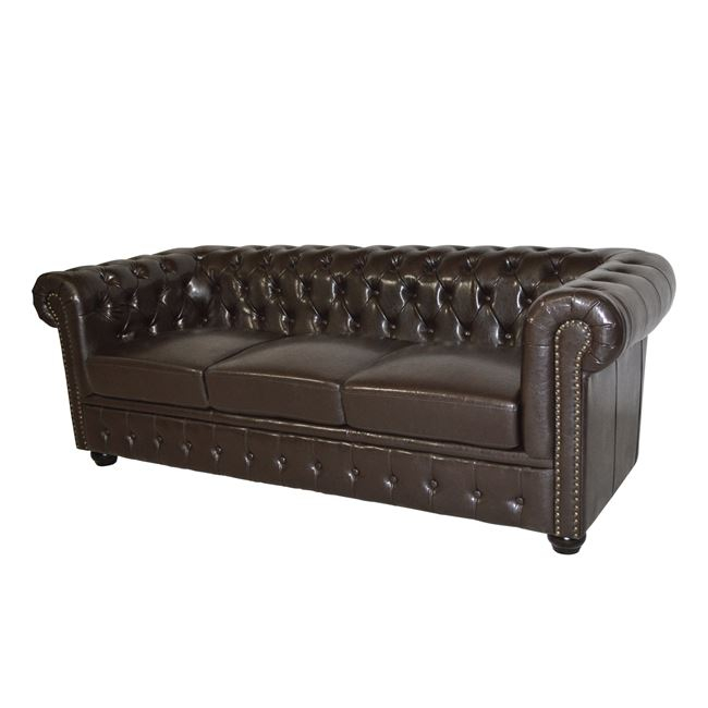 ΚΑΝΑΠΕΣ 3ΘΕΣΙΟΣ T.CHESTERFIELD HM3009.01 ΤΕΧΝΟΔΕΡΜΑ ΣΚΟΥΡΟ ΚΑΦΕ 208x90x73Υ εκ. 3