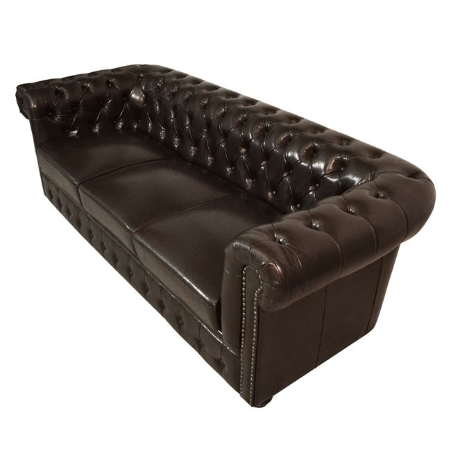 ΚΑΝΑΠΕΣ 3ΘΕΣΙΟΣ T.CHESTERFIELD HM3009.01 ΤΕΧΝΟΔΕΡΜΑ ΣΚΟΥΡΟ ΚΑΦΕ 208x90x73Υ εκ. 4