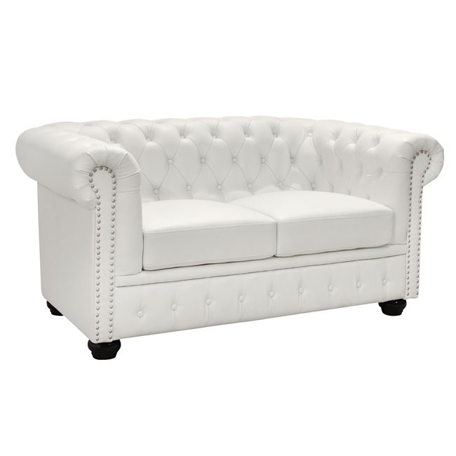 ΚΑΝΑΠΕΣ 2ΘΕΣΙΟΣ T.CHESTERFIELD HM3010.02 ΤΕΧΝΟΔΕΡΜΑ ΛΕΥΚΟ ΜΑΤ 155x90x73 εκ. 1