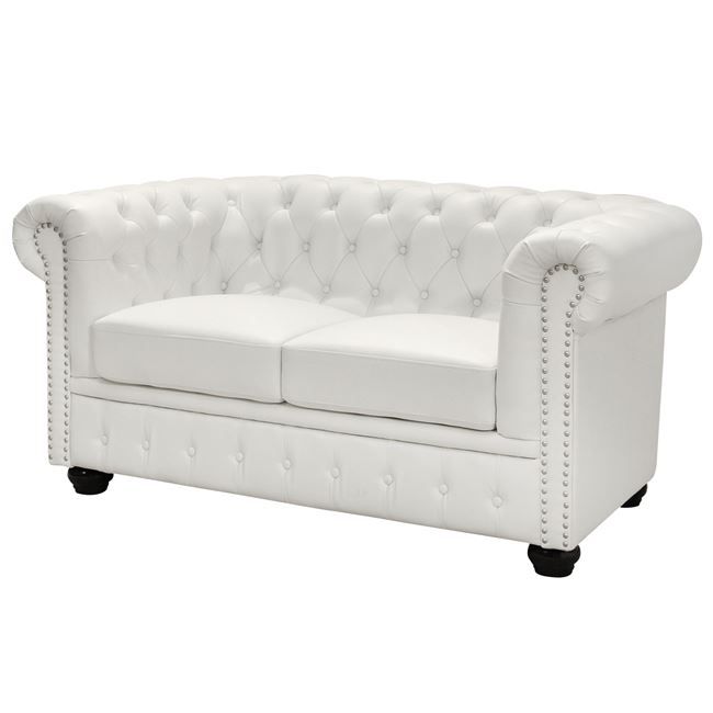 ΚΑΝΑΠΕΣ 2ΘΕΣΙΟΣ T.CHESTERFIELD HM3010.02 ΤΕΧΝΟΔΕΡΜΑ ΛΕΥΚΟ ΜΑΤ 155x90x73 εκ. 2
