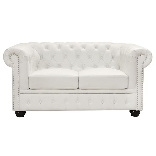ΚΑΝΑΠΕΣ 2ΘΕΣΙΟΣ T.CHESTERFIELD HM3010.02 ΤΕΧΝΟΔΕΡΜΑ ΛΕΥΚΟ ΜΑΤ 155x90x73 εκ. 3