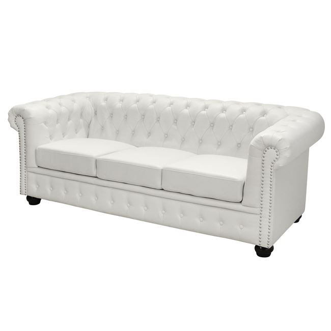 ΚΑΝΑΠΕΣ 3ΘΕΣΙΟΣ T.CHESTERFIELD HM3009.02 ΤΕΧΝΟΔΕΡΜΑ ΛΕΥΚΟ ΜΑΤ 208x90x73 εκ. 2