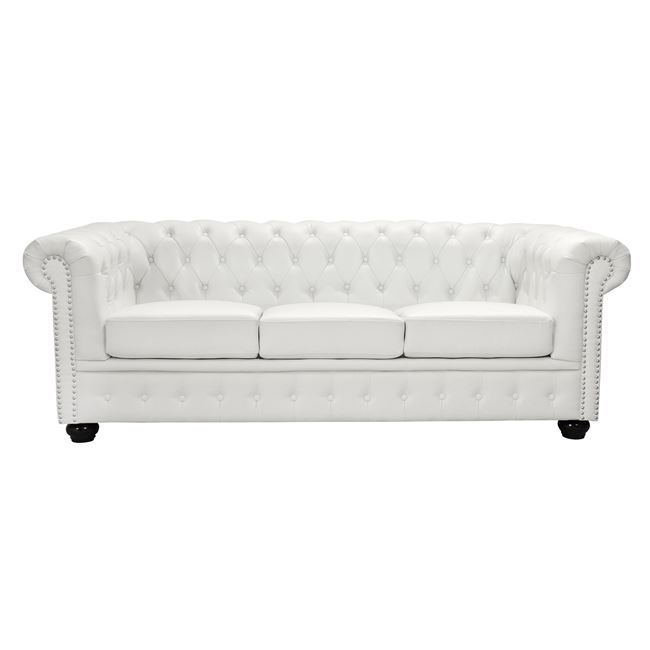 ΚΑΝΑΠΕΣ 3ΘΕΣΙΟΣ T.CHESTERFIELD HM3009.02 ΤΕΧΝΟΔΕΡΜΑ ΛΕΥΚΟ ΜΑΤ 208x90x73 εκ. 3