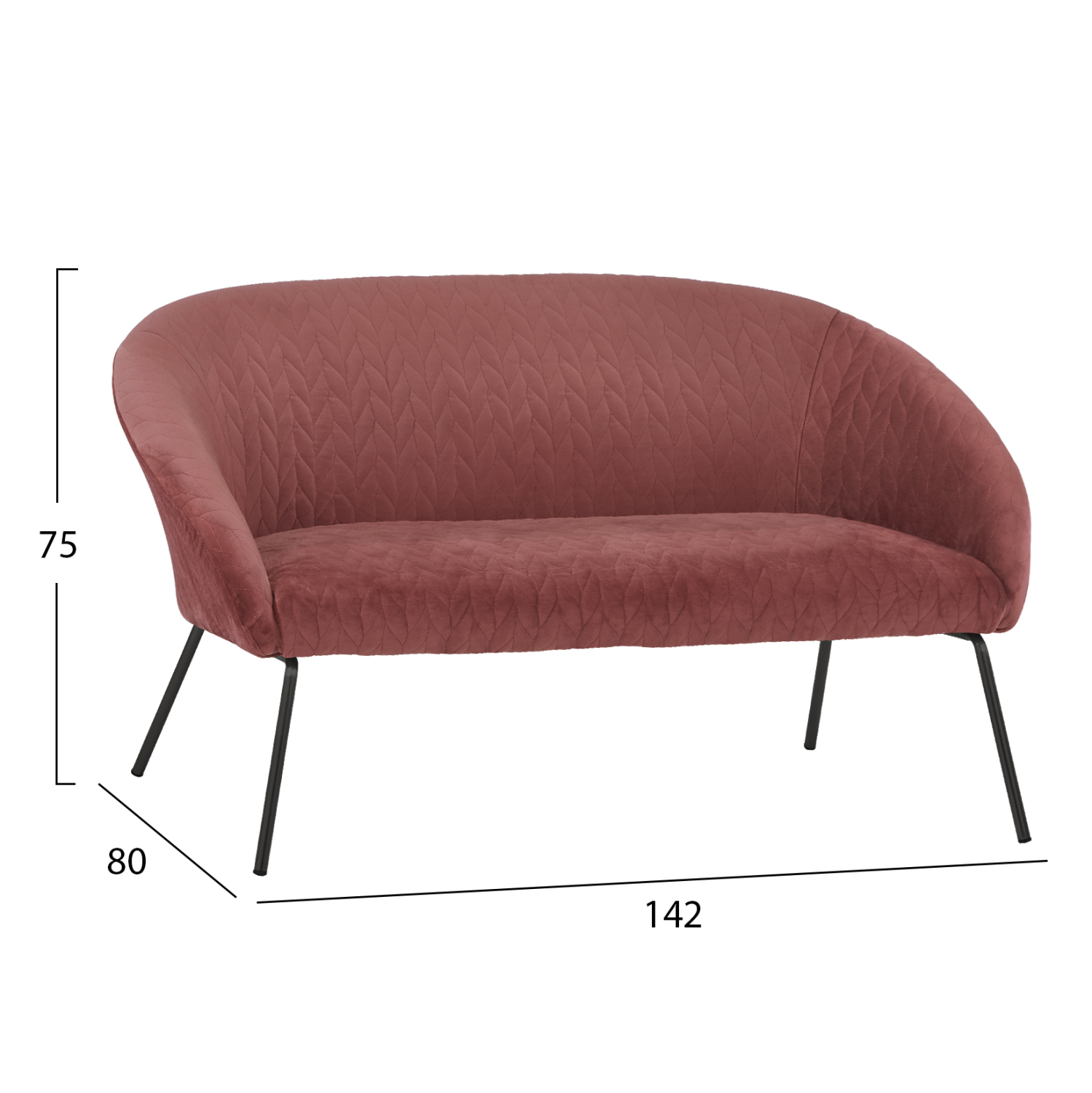 ΚΑΝΑΠΕΣ 2ΘΕΣΙΟΣ JOYCE ΒΕΛΟΥΔΟ ΣΑΠΙΟ ΜΗΛΟ ΚΑΙ ΜΕΤΑΛΛΙΚΑ ΠΟΔΙΑ 142X80X75 HM8548.02 2