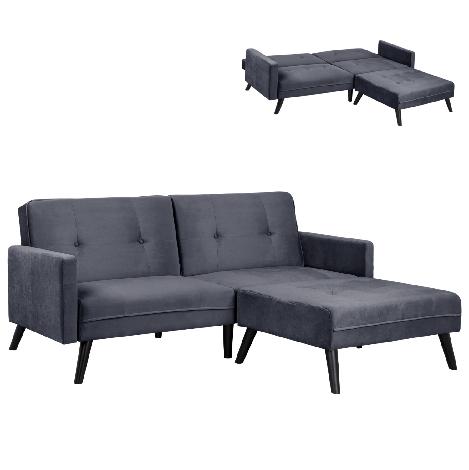 ΚΑΝΑΠΕΣ ΓΩΝΙΑ ΚΡΕΒΑΤΙ HM3151.01 LIVIA ΒΕΛΟΥΔΟ ΓΚΡΙ ΜΕ ΥΠΟΠΟΔΙΟ 211X158X83Y εκ. 1