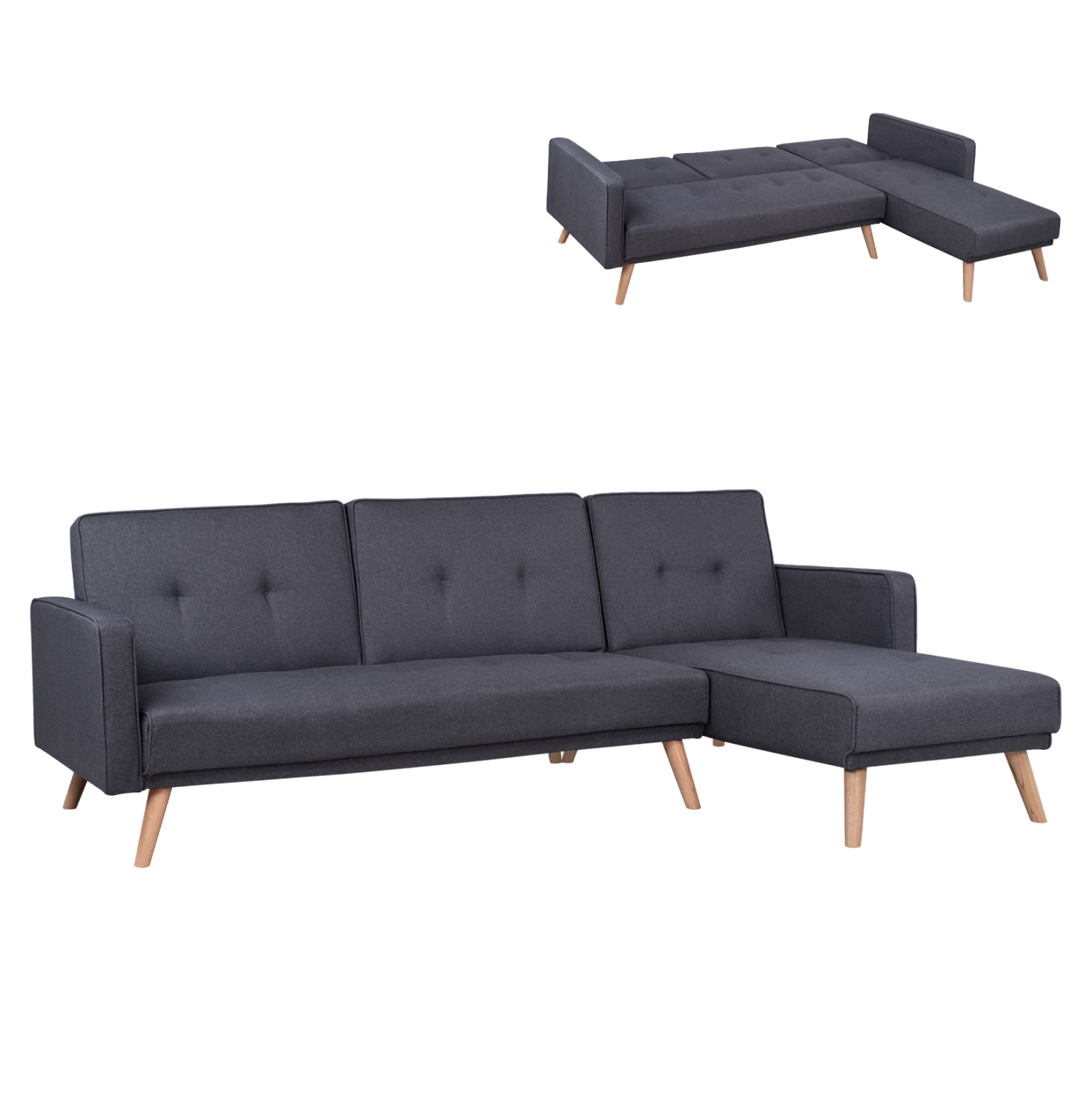 ΚΑΝΑΠΕΣ ΚΡΕΒΑΤΙ ΓΩΝΙΑ ΑΝΑΣΤΡΕΨΙΜΗ TALIA HM3153 ΜΕ ΓΚΡΙ ΥΦΑΣΜΑ 269X152X87Y εκ. 1