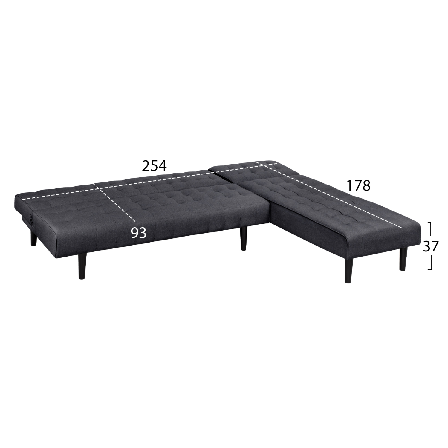 ΚΑΝΑΠΕΣ ΚΡΕΒΑΤΙ ΓΩΝΙΑ ΑΝΑΣΤΡΕΨΙΜΗ ZELDA HM3154.01 ΜΕ ΓΚΡΙ ΥΦΑΣΜΑ 254X163X74Y εκ. 3