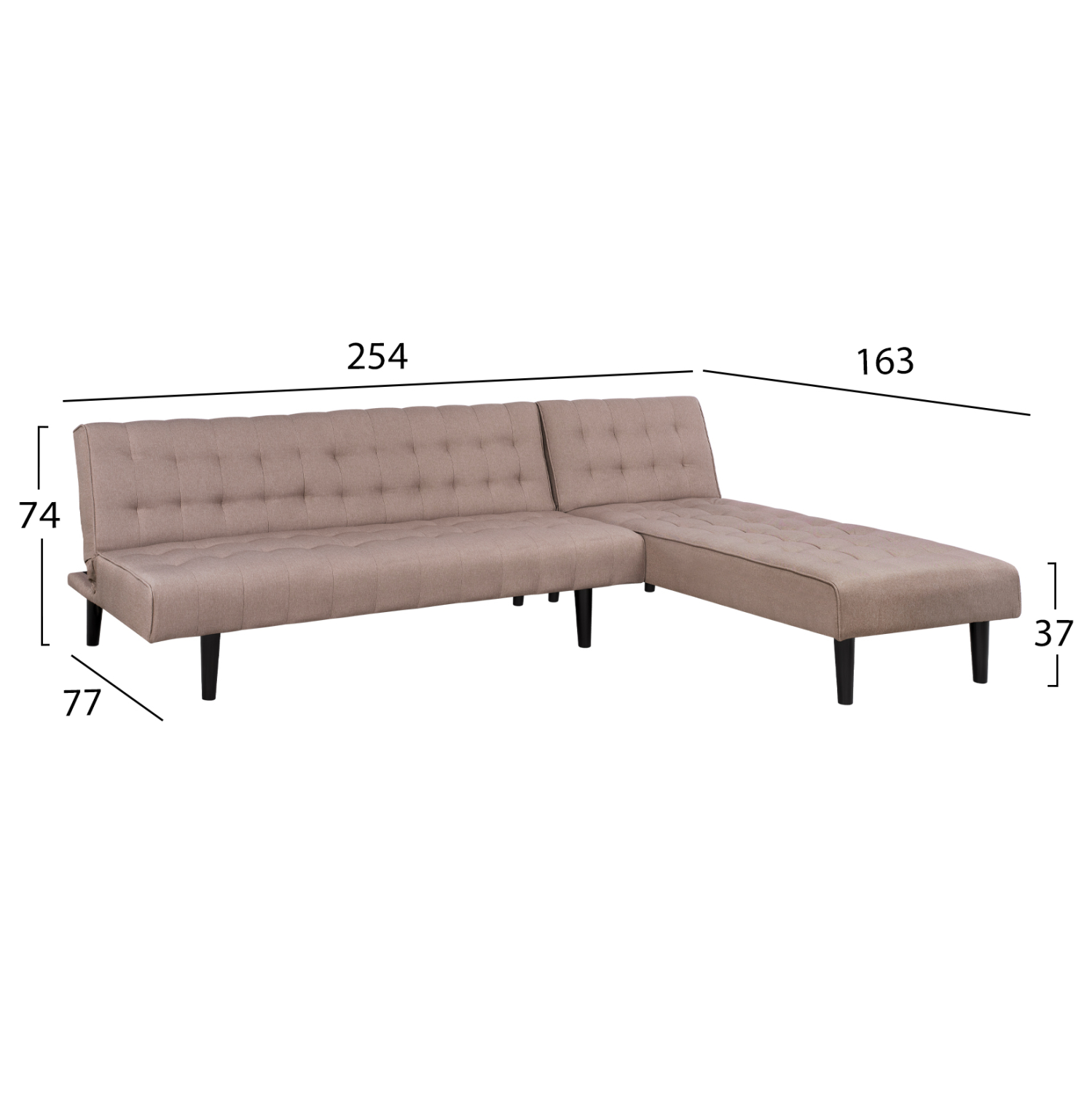 ΚΑΝΑΠΕΣ ΚΡΕΒΑΤΙ ΓΩΝΙΑ ΑΝΑΣΤΡΕΨΙΜΗ ZELDA HM3154.02 ΜΕ ΜΠΕΖ ΥΦΑΣΜΑ 254X163X74Y εκ. 2