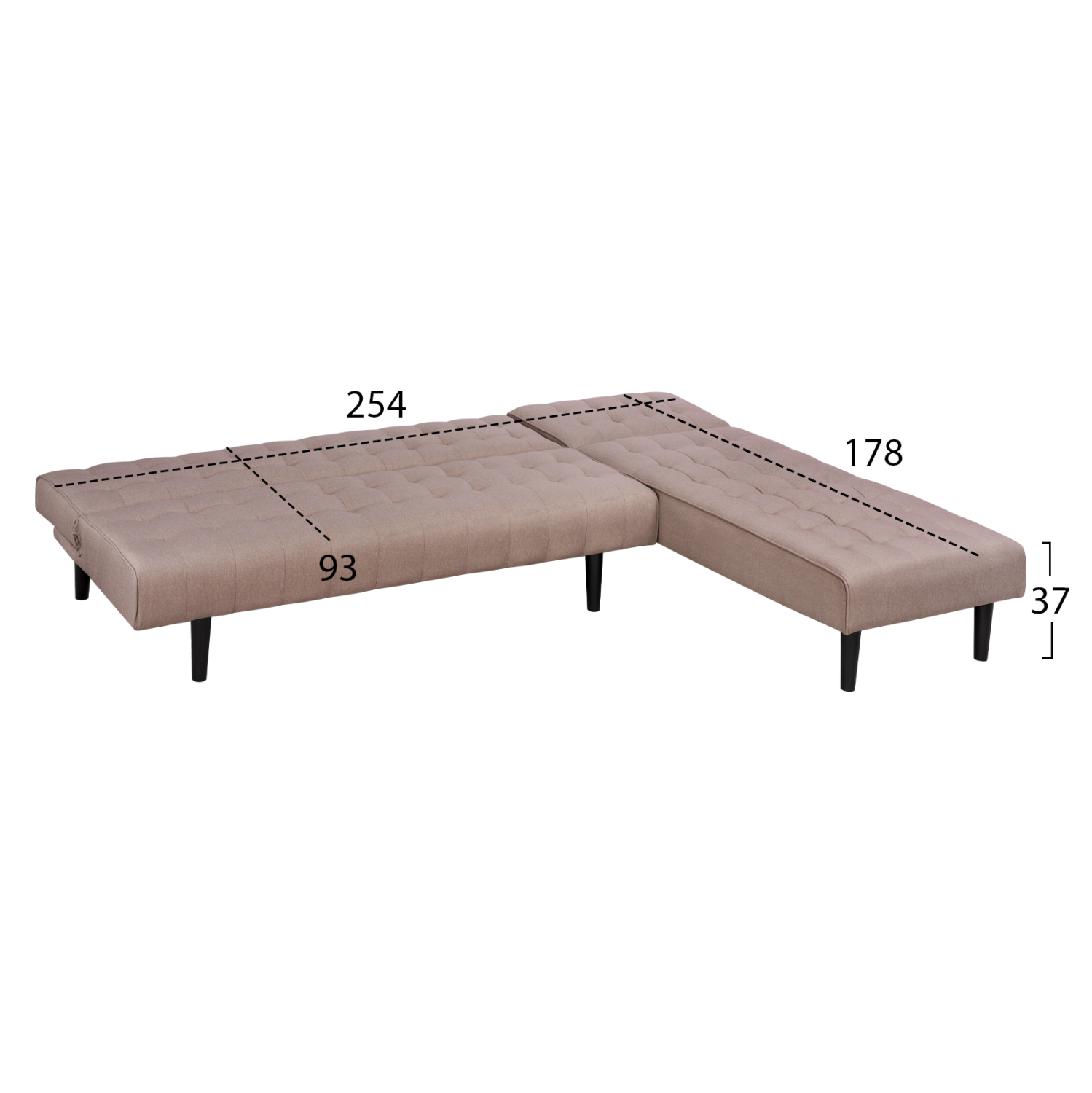 ΚΑΝΑΠΕΣ ΚΡΕΒΑΤΙ ΓΩΝΙΑ ΑΝΑΣΤΡΕΨΙΜΗ ZELDA HM3154.02 ΜΕ ΜΠΕΖ ΥΦΑΣΜΑ 254X163X74Y εκ. 3