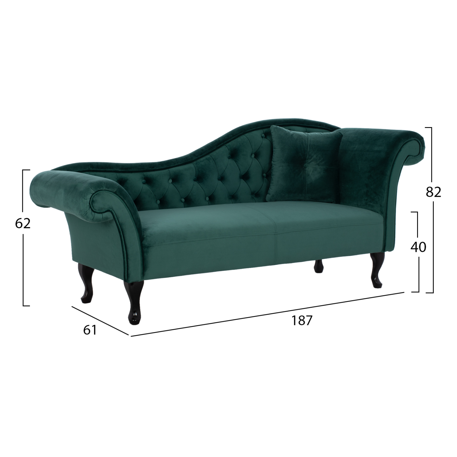 ΑΝΑΚΛΙΝΔΡΟ T.CHESTERFIELD NIOVI HM3008.03 ΚΥΠΑΡΙΣΣΙ ΒΕΛΟΥΔΟ-ΜΑΥΡΑ ΠΟΔΙΑ 187x61x82Υ 2