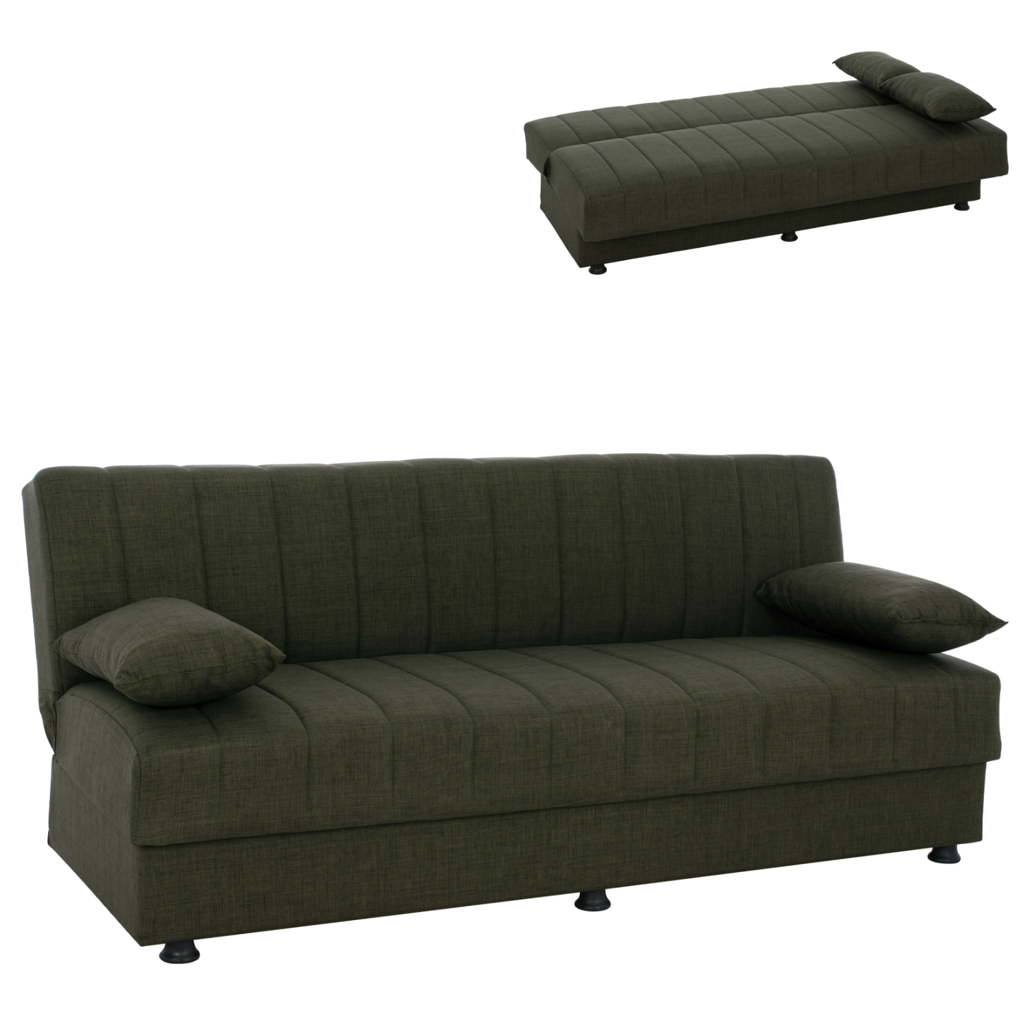 ΚΑΝΑΠΕΣ ΚΡΕΒΑΤΙ ANDRI ΤΡΙΘΕΣΙΟΣ DARK OLIVE HM3239.05 180x72x77 εκ. 1