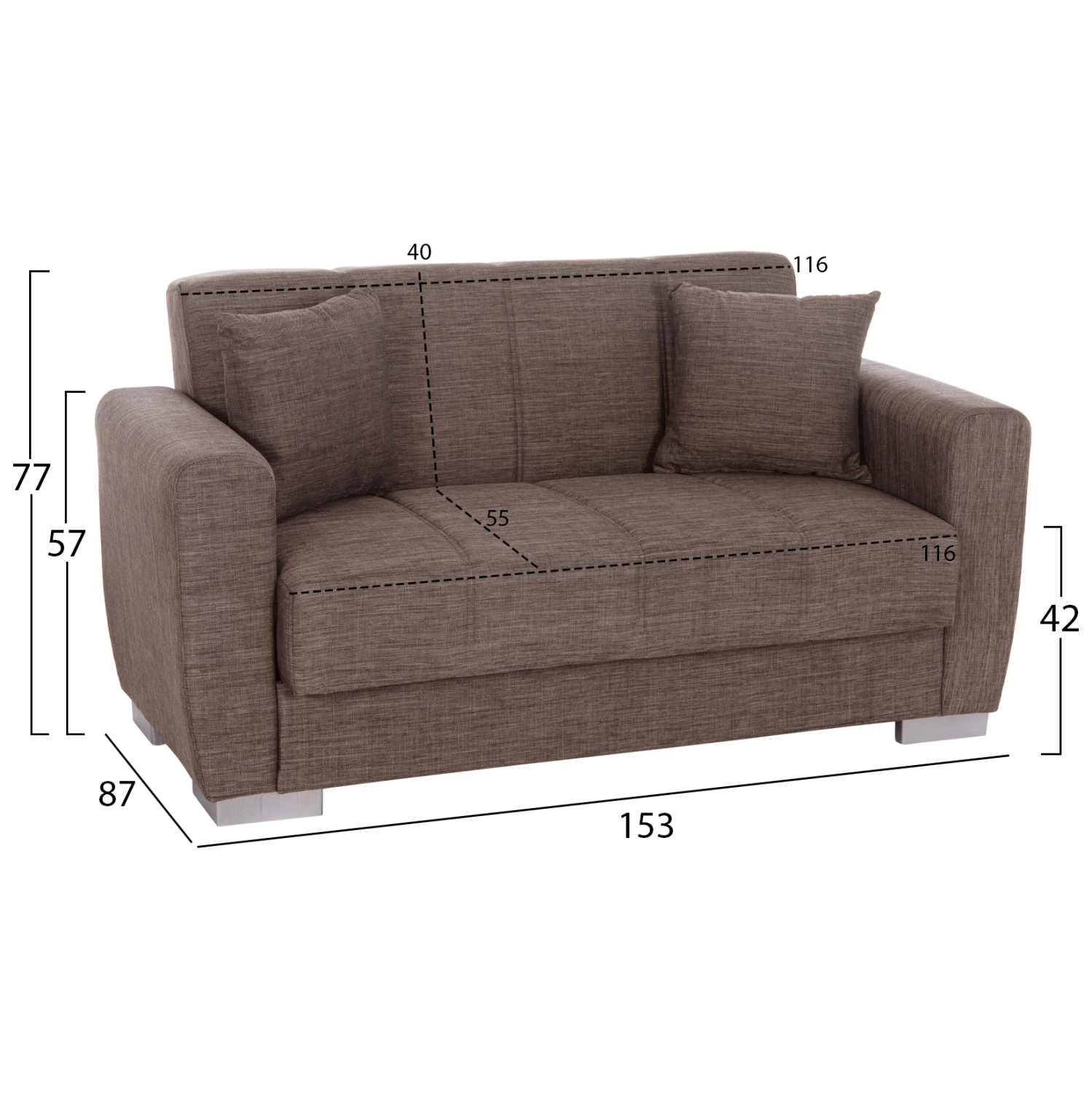ΚΑΝΑΠΕΣ ΚΡΕΒΑΤΙ POLYA ΔΙΘΕΣΙΟΣ ΚΑΦΕ HM3241.02 153x87x77 εκ. 2