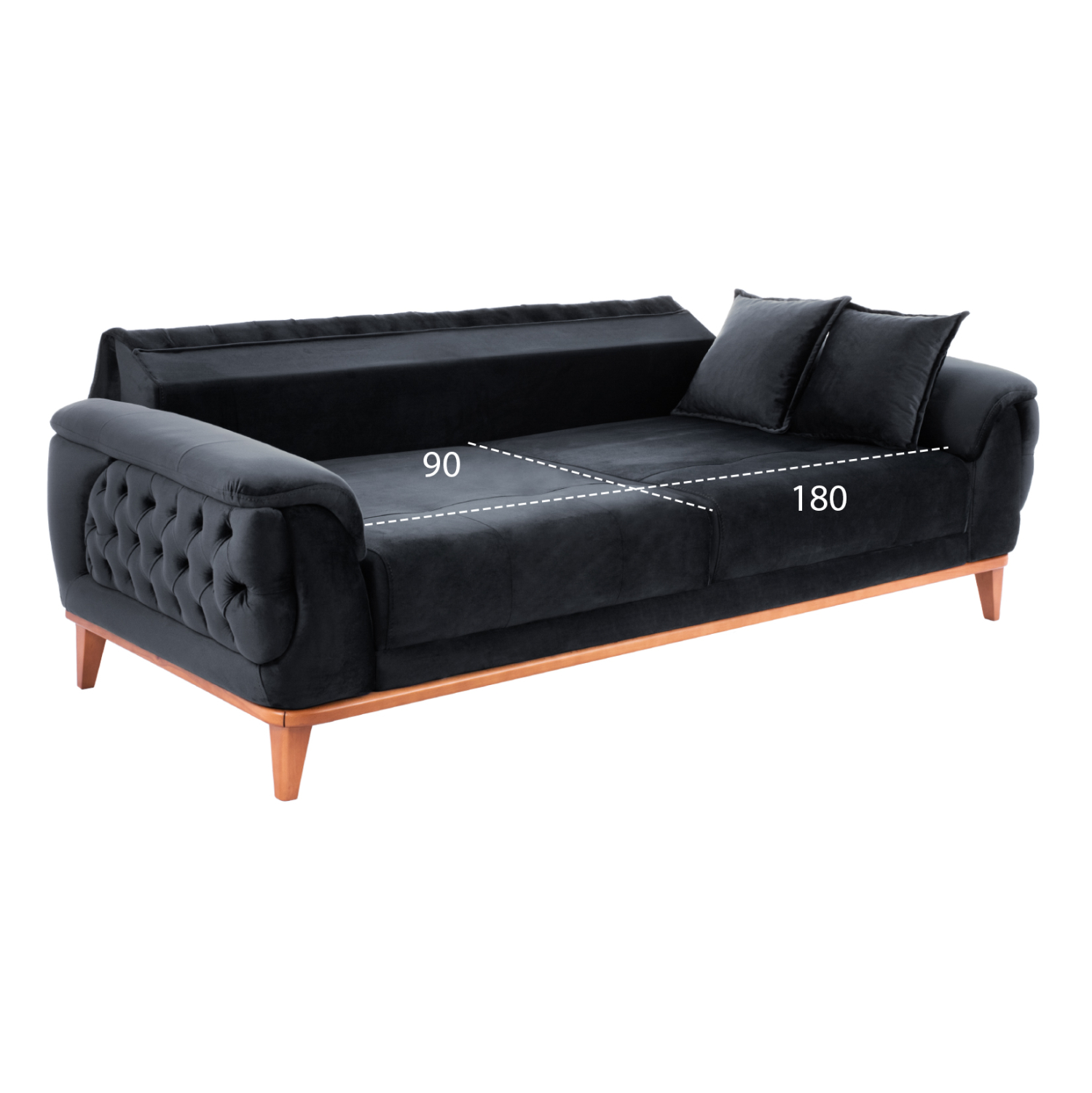 ΚΑΝΑΠΕΣ ΚΡΕΒΑΤΙ BENNINGTON ΤΡΙΘΕΣΙΟΣ ΜΑΥΡΟΣ HM3249.01 240x95x80 εκ. 3