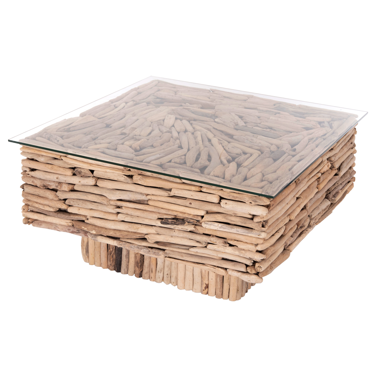 ΤΡΑΠΕΖΙ ΣΑΛΟΝΙΟΥ ΤΕΤΡΑΓΩΝΟ SPARROW HM9960 DRIFTWOOD--ΓΥΑΛΙ 95x95x51,5Υεκ. 4