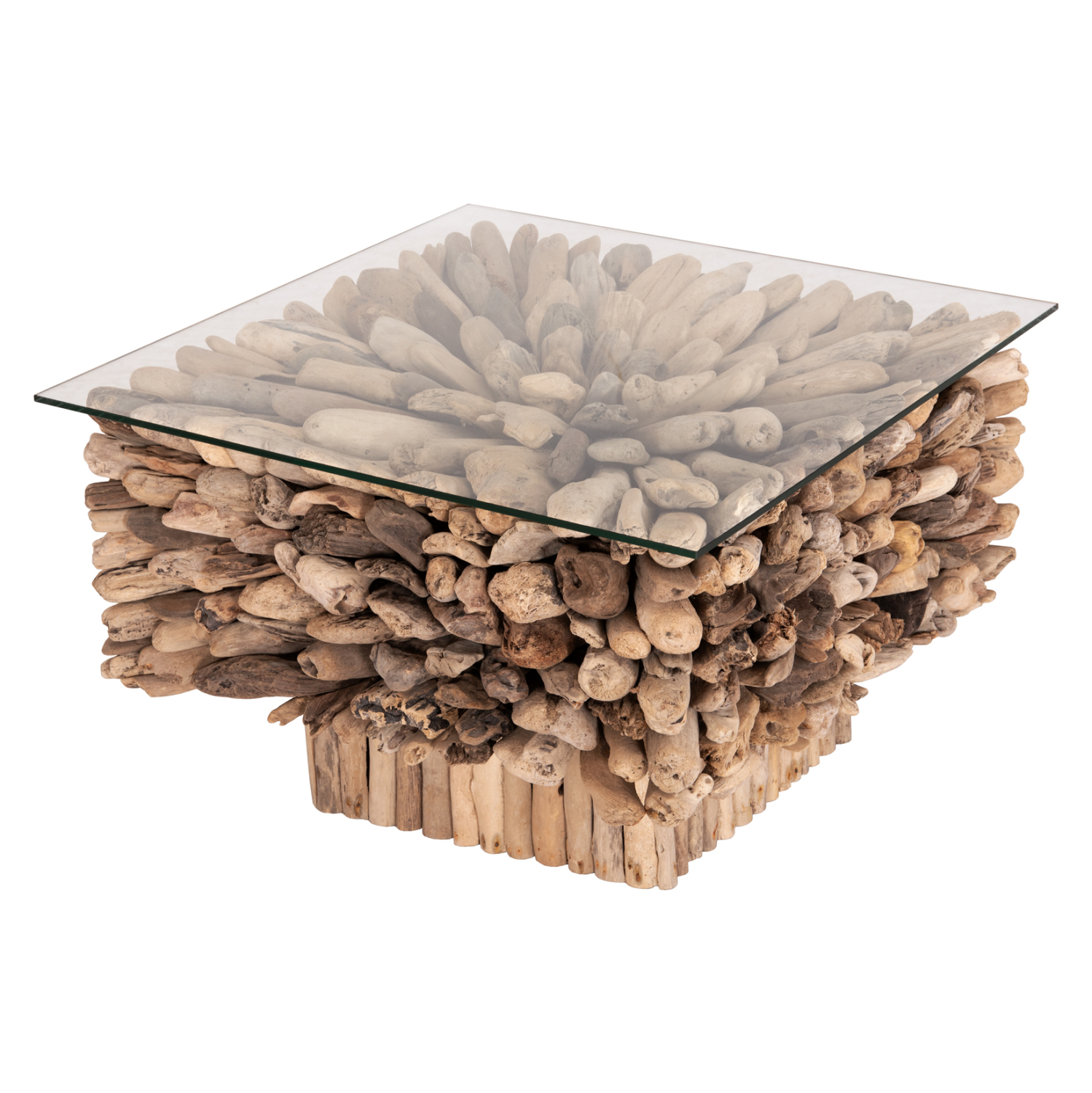 ΤΡΑΠΕΖΙ ΣΑΛΟΝΙΟΥ ΤΕΤΡΑΓΩΝΟ SPARROW HM9961 DRIFTWOOD--ΓΥΑΛΙ 75x75x51Υεκ. 4