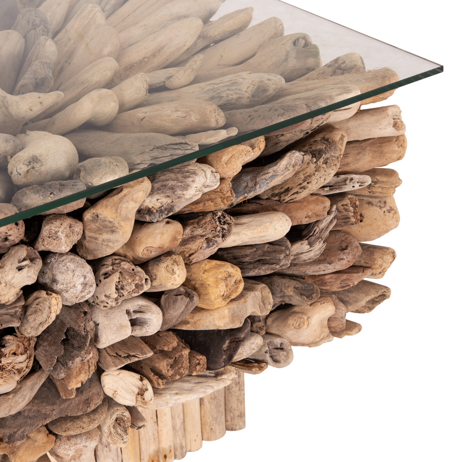 ΤΡΑΠΕΖΙ ΣΑΛΟΝΙΟΥ ΤΕΤΡΑΓΩΝΟ SPARROW HM9961 DRIFTWOOD--ΓΥΑΛΙ 75x75x51Υεκ. 5