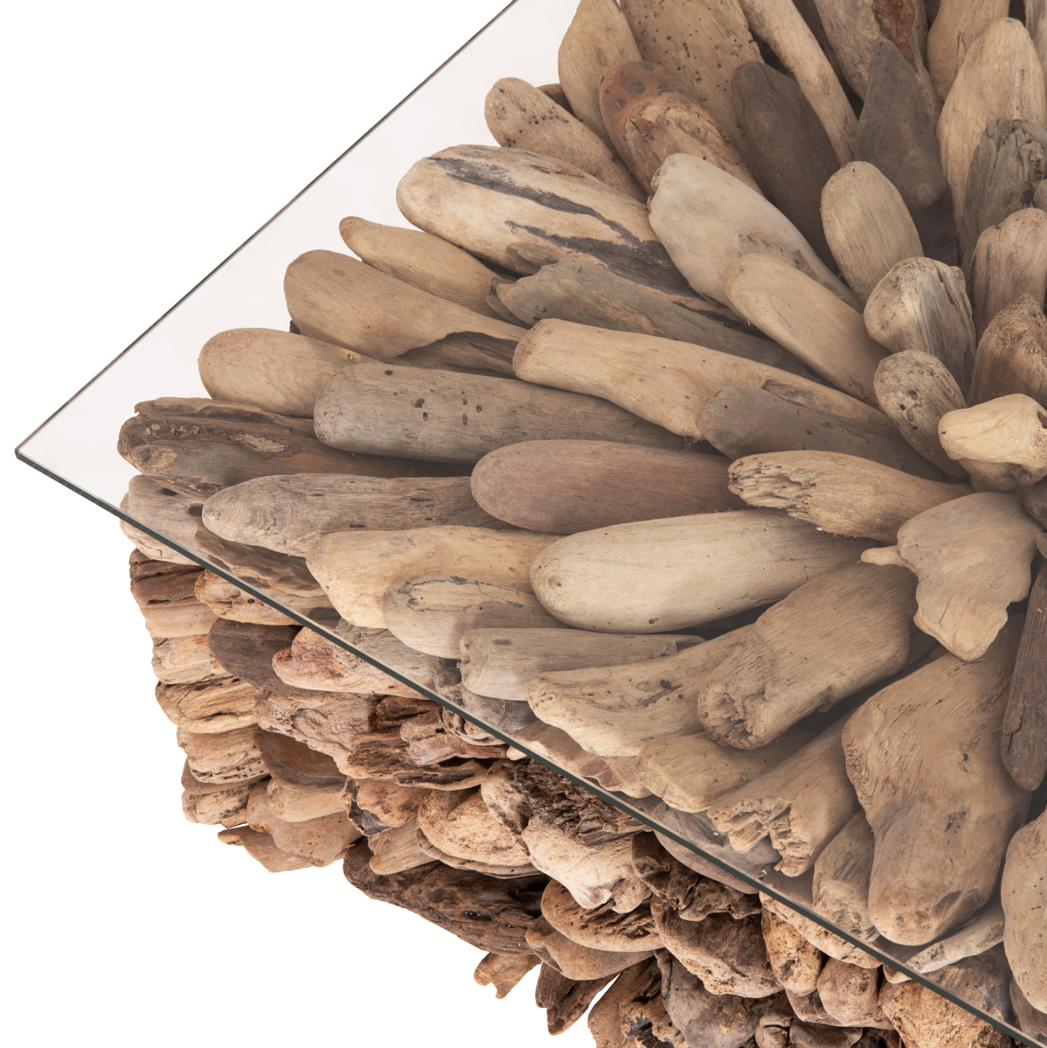 ΤΡΑΠΕΖΙ ΣΑΛΟΝΙΟΥ ΤΕΤΡΑΓΩΝΟ SPARROW HM9961 DRIFTWOOD--ΓΥΑΛΙ 75x75x51Υεκ. 6