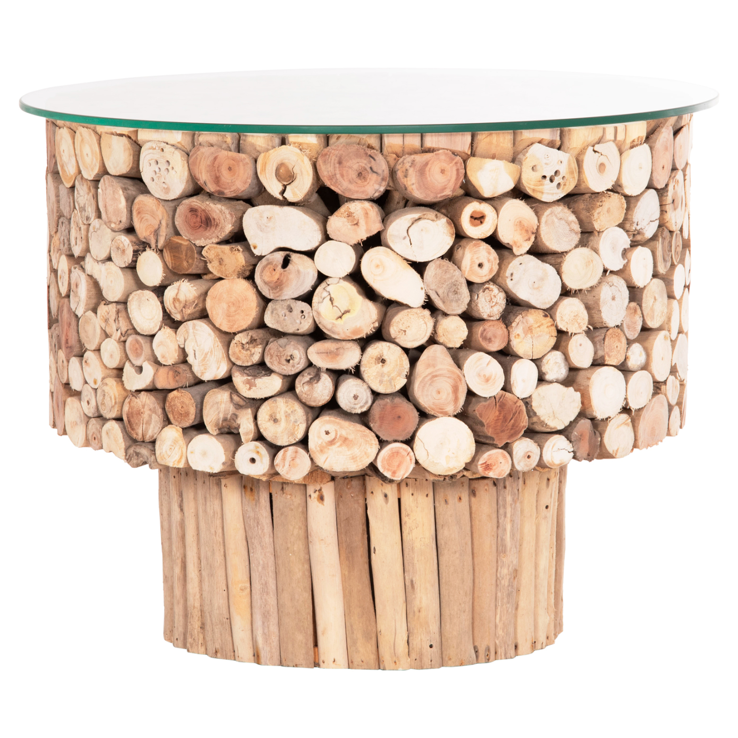 ΤΡΑΠΕΖΙ ΣΑΛΟΝΙΟΥ ΣΤΡΟΓΓΥΛΟ SPARROW HM9963 DRIFTWOOD--ΓΥΑΛΙ Φ65x51,5Υεκ. 3