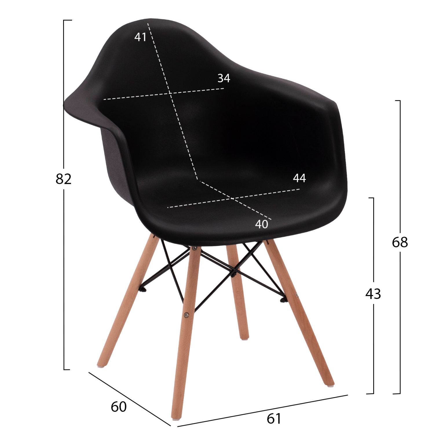 ΠΟΛΥΘΡΟΝΑ ΜΕ ΞΥΛΙΝΑ ΠΟΔΙΑ &amp; ΚΑΘΙΣΜΑ ΜΑΥΡΟ MIRTO HM005.02  64x60x81 εκ. 2