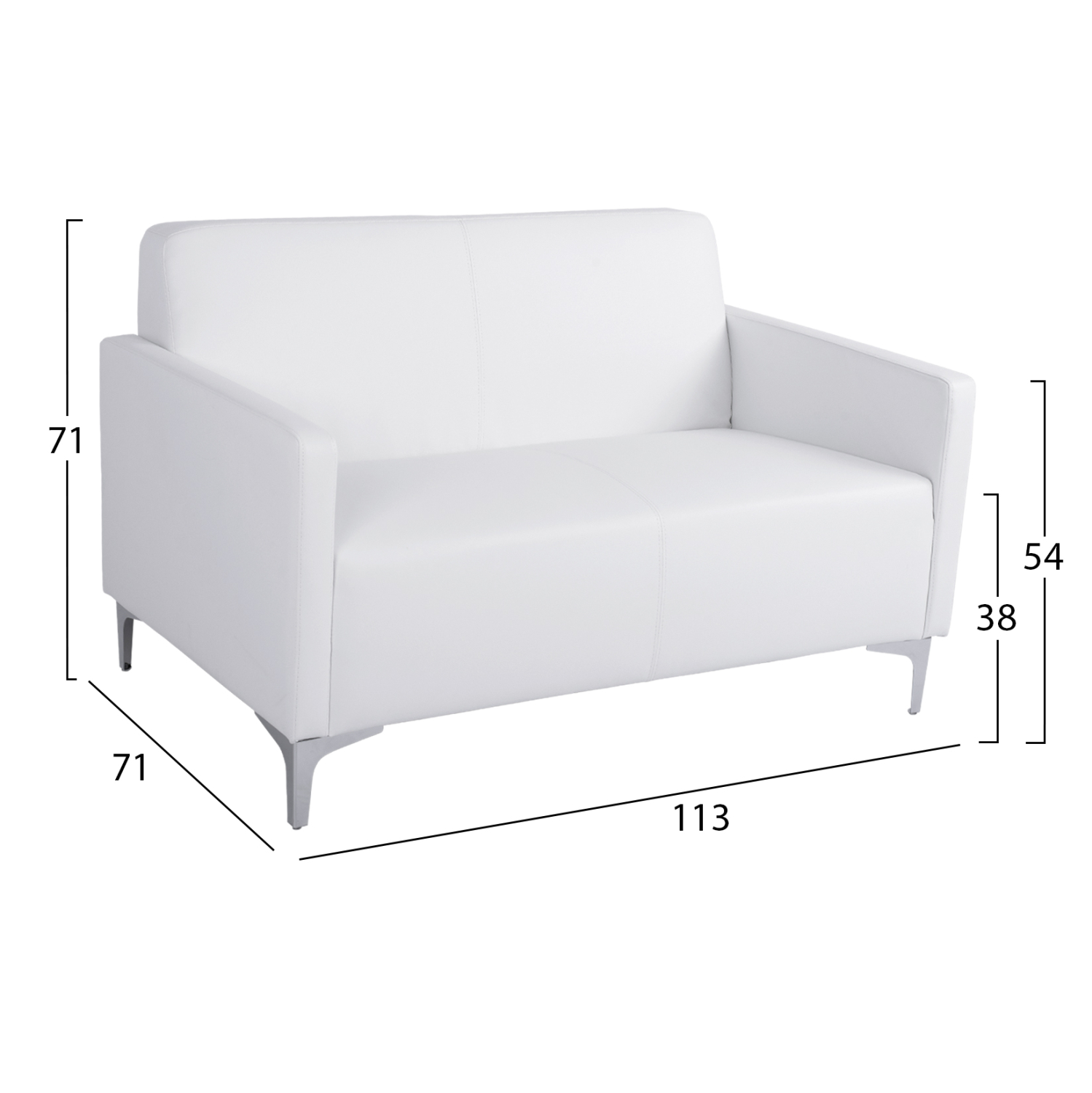 ΚΑΝΑΠΕΣ 2ΘΕΣΙΟΣ NELLIE HM3159.22 ΜΕ ΛΕΥΚΟ PU 113x71x71Υ εκ. 2