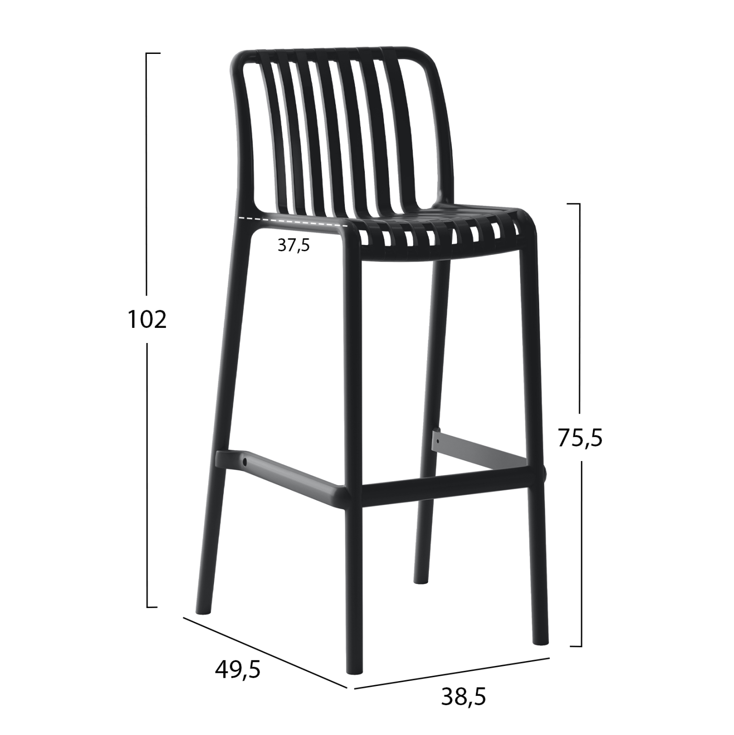 ΣΚΑΜΠΟ BAR ΠΟΛΥΠΡΟΠΥΛΕΝΙΟΥ CONVEE HM6098.02 ΜΑΥΡΟ 38,5x49,5x102Υεκ. 2