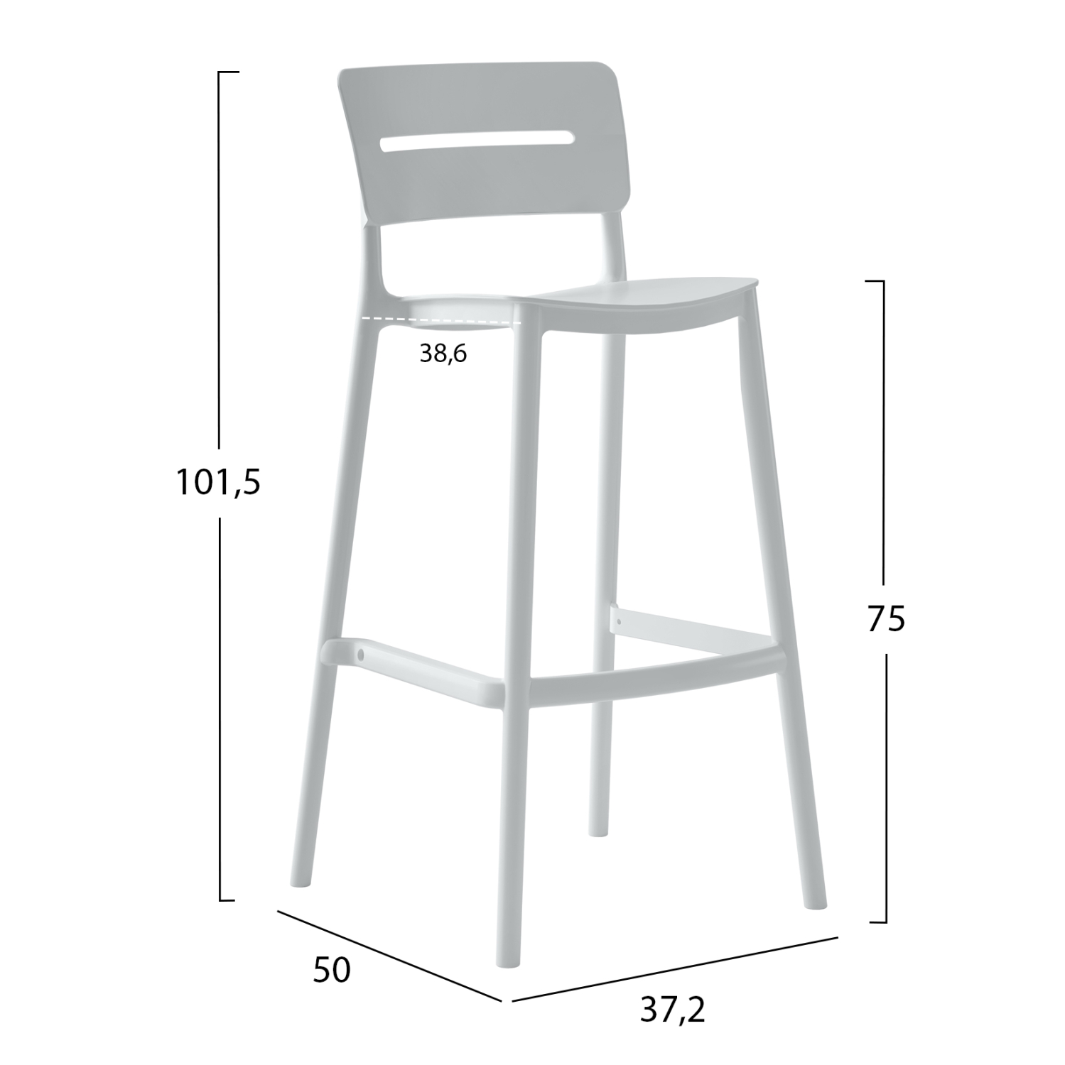 ΣΚΑΜΠΟ BAR ΠΟΛΥΠΡΟΠΥΛΕΝΙΟΥ SNOD2 HM6100.01 ΛΕΥΚΟ 37,2x50x101,5Υεκ. 2