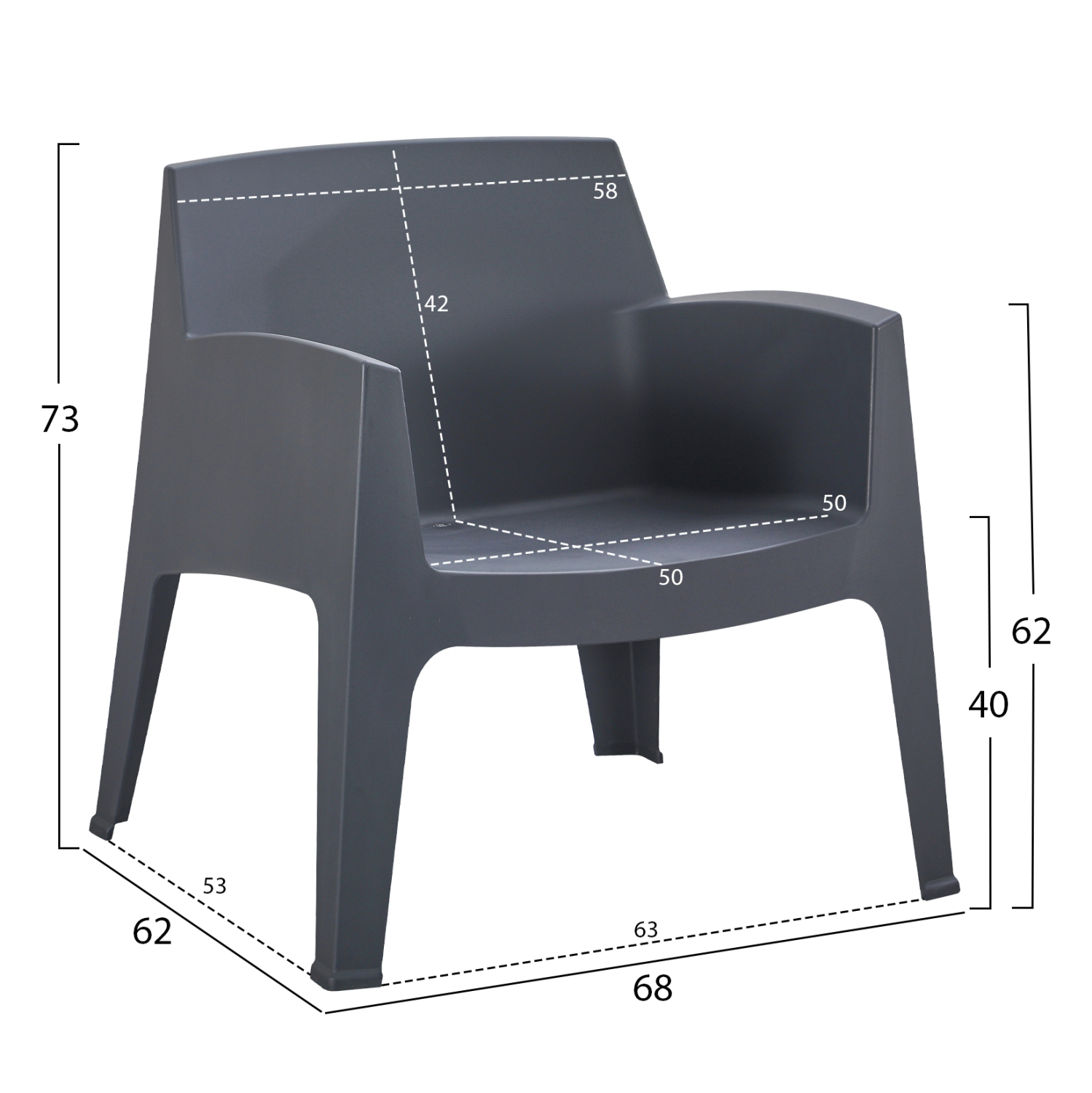 ΠΟΛΥΘΡΟΝΑ ΠΟΛΥΠΡΟΠΥΛΕΝΙΟΥ LOUNGE SLEEK HM6365.10 ΓΚΡΙ 62x68x73Υεκ. 2