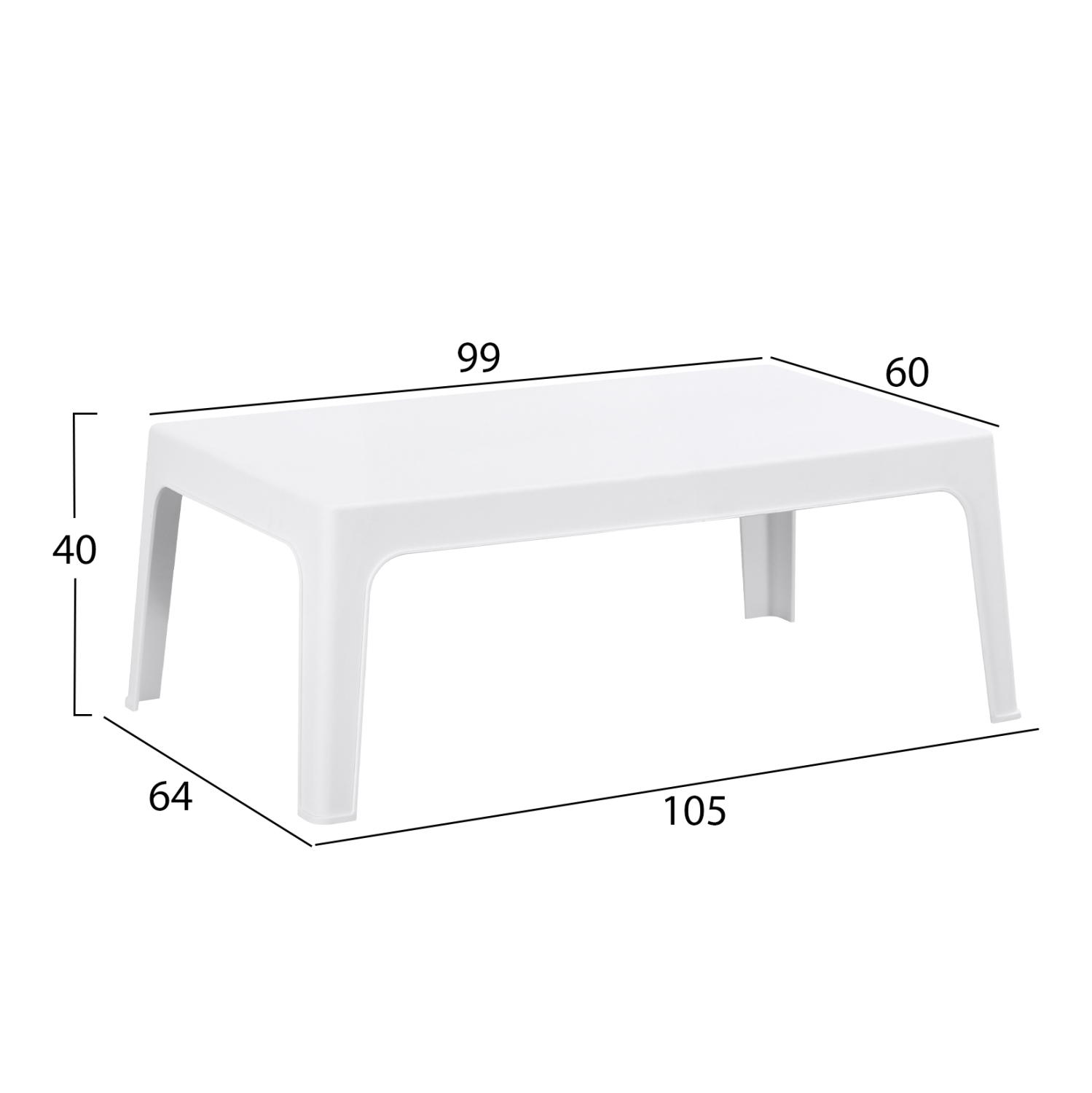 ΤΡΑΠΕΖΑΚΙ ΟΡΘΟΓΩΝΙΟ SLEEK HM6367.01 ΠΟΛΥΠΡΟΠΥΛΕΝΙΟ ΣΕ ΛΕΥΚΟ 105x64x40Υεκ. 2
