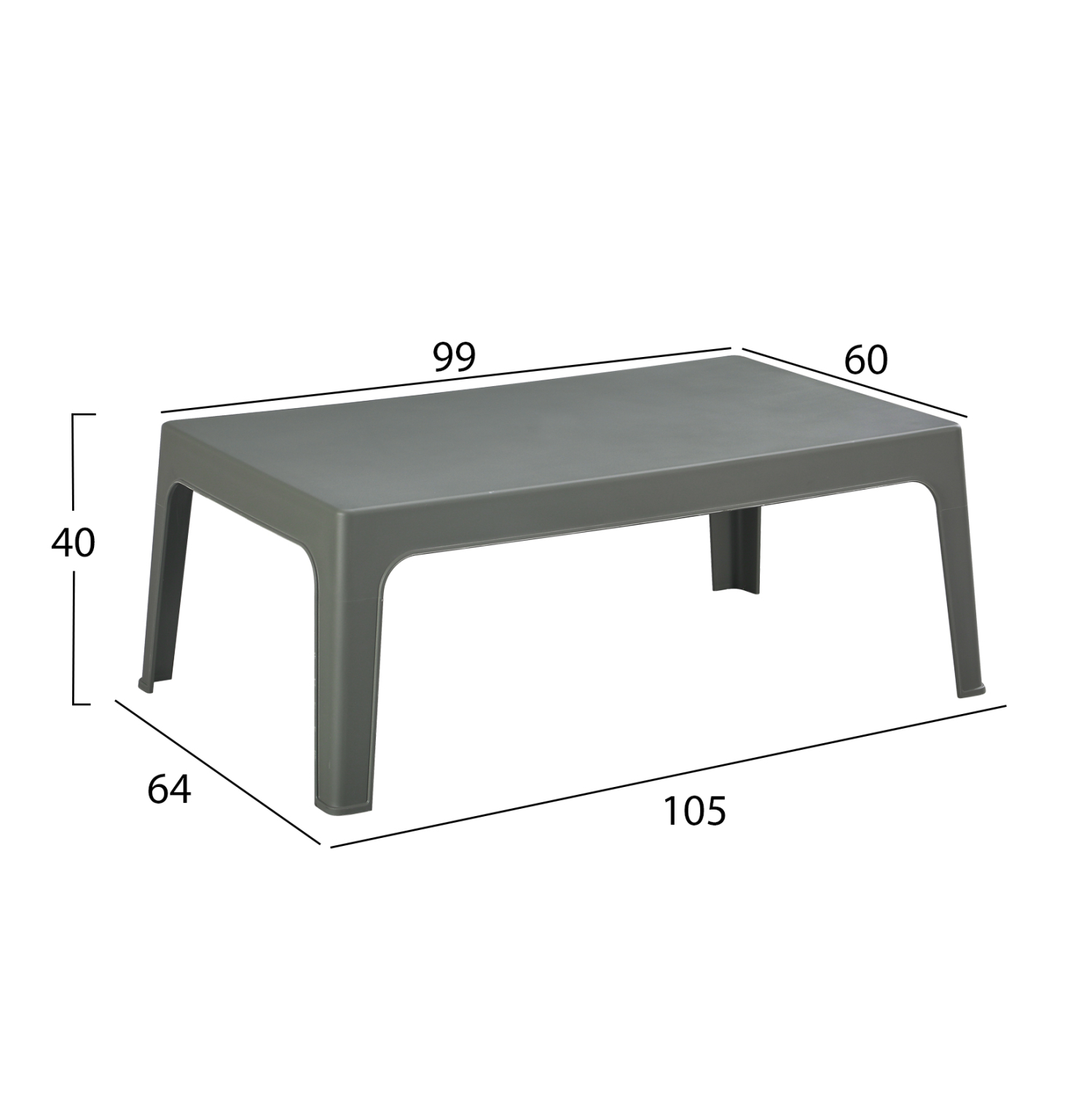 ΤΡΑΠΕΖΑΚΙ ΟΡΘΟΓΩΝΙΟ SLEEK HM6367.05 ΠΟΛΥΠΡΟΠΥΛΕΝΙΟ DARK OLIVE 105x64x40Υεκ. 2