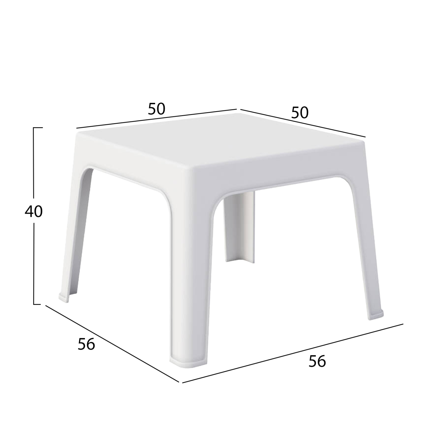 ΤΡΑΠΕΖΑΚΙ ΤΕΤΡΑΓΩΝΟ SLEEK HM6371.01 ΠΟΛΥΠΡΟΠΥΛΕΝΙΟ ΣΕ ΛΕΥΚΟ 56x56x40Υεκ. 2