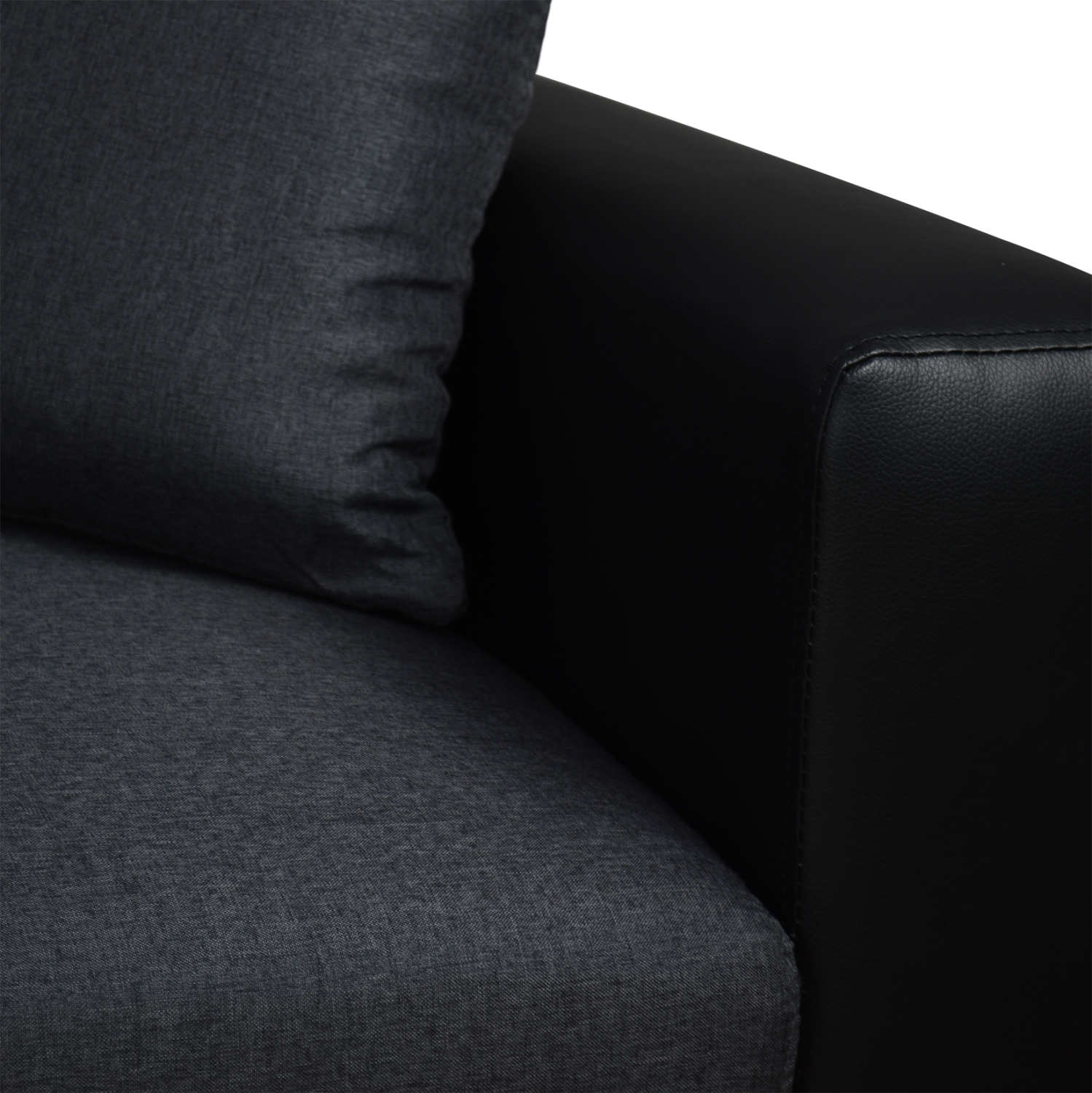 ΚΑΝΑΠΕΣ ΓΩΝΙΑ ΚΡΕΒΑΤΙ WAYNE 220x146x86Υεκ.HM3028.01 ΓΚΡΙ ΜΕ ΜΑΥΡΟ PU 9