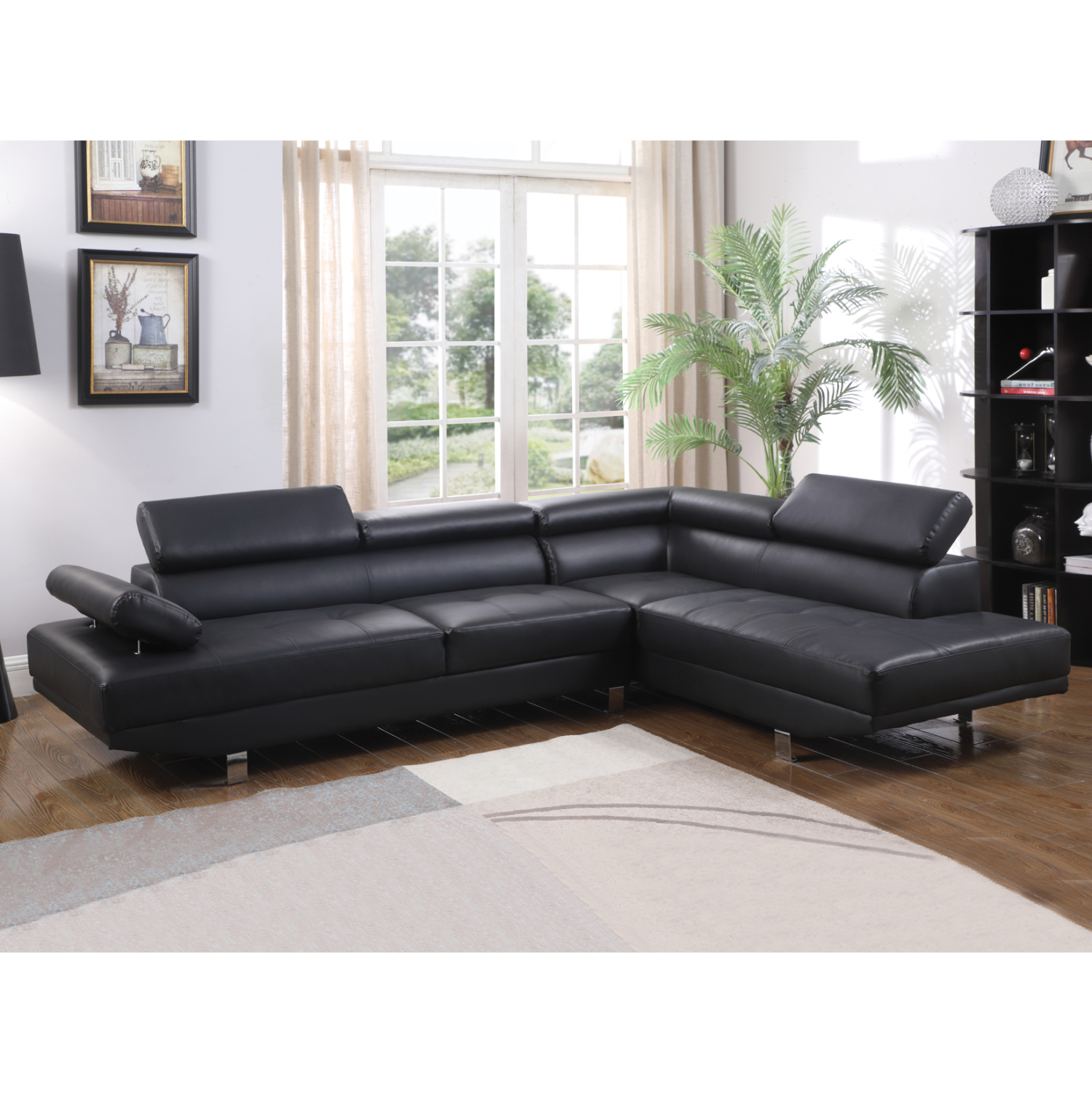 ΚΑΝΑΠΕΣ ΓΩΝΙΑ GORO ΔΕΞΙΑ HM3084.02R ΑΠΟ ΜΑΥΡΟ PU 270x200x87Υ εκ. 2