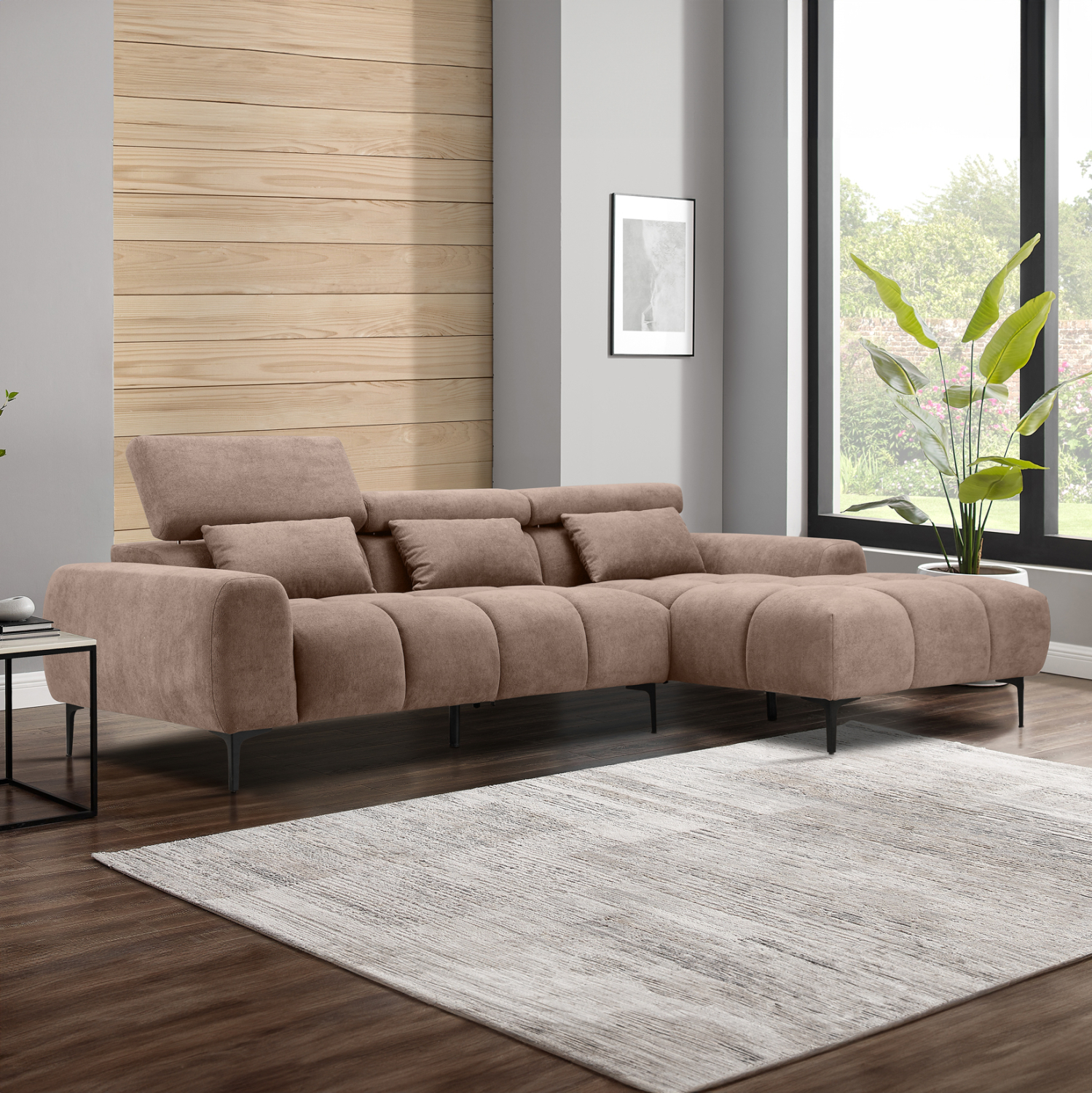 ΚΑΝΑΠΕΣ ΔΕΞΙΑ ΓΩΝΙΑ DIVYA HM3267.01R ΣΥΝΘ.SUEDE ΑΝΟΙΧΤΟ ΚΑΦΕ 264x175x99Υεκ. 3