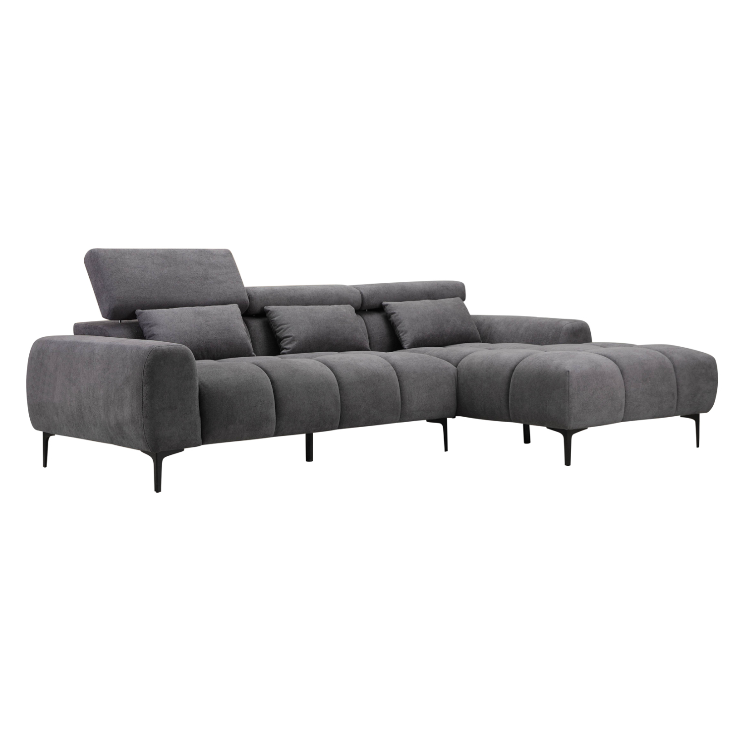 ΚΑΝΑΠΕΣ ΔΕΞΙΑ ΓΩΝΙΑ DIVYA HM3267.02R ΣΥΝΘ.SUEDE ΓΚΡΙ 264x175x99Υεκ. 1