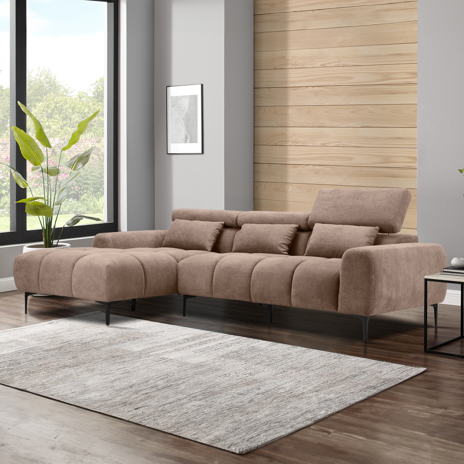 ΚΑΝΑΠΕΣ ΑΡΙΣΤΕΡΗ ΓΩΝΙΑ DIVYA HM3267.01L ΣΥΝΘ.SUEDE ΑΝΟΙΧΤΟ ΚΑΦΕ 264x175x99Υεκ. 3