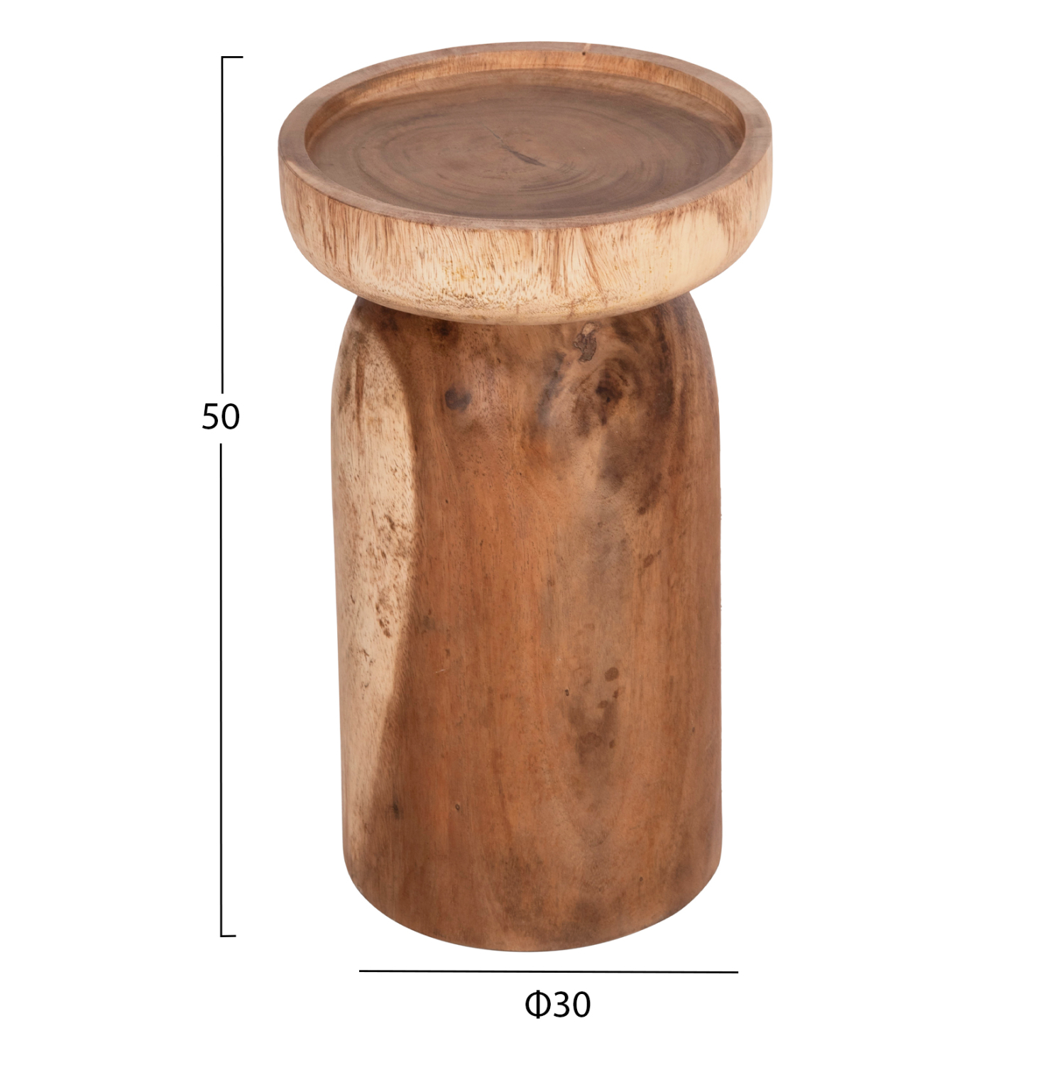 ΤΡΑΠΕΖΙ ΒΟΗΘΗΤΙΚΟ LOKI HM9899.11 ΜΑΣΙΦ ΞΥΛΟ SUAR ΣΕ ΦΥΣΙΚΟ Φ30x50Υεκ. 2