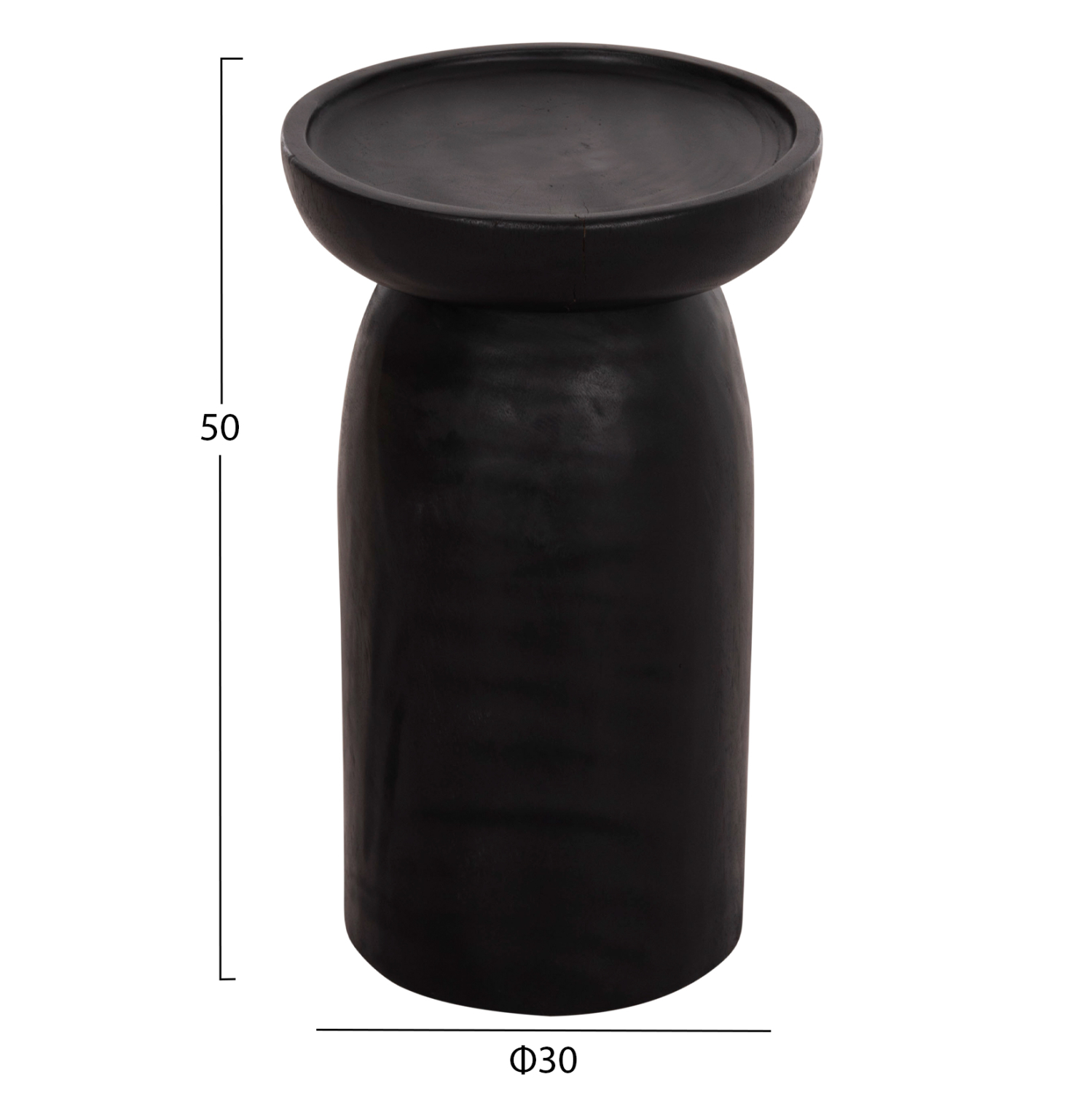 ΤΡΑΠΕΖΙ ΒΟΗΘΗΤΙΚΟ LOKI HM9899.12 ΜΑΣΙΦ ΞΥΛΟ SUAR ΣΕ ΜΑΥΡΟ Φ30x50Υεκ. 2