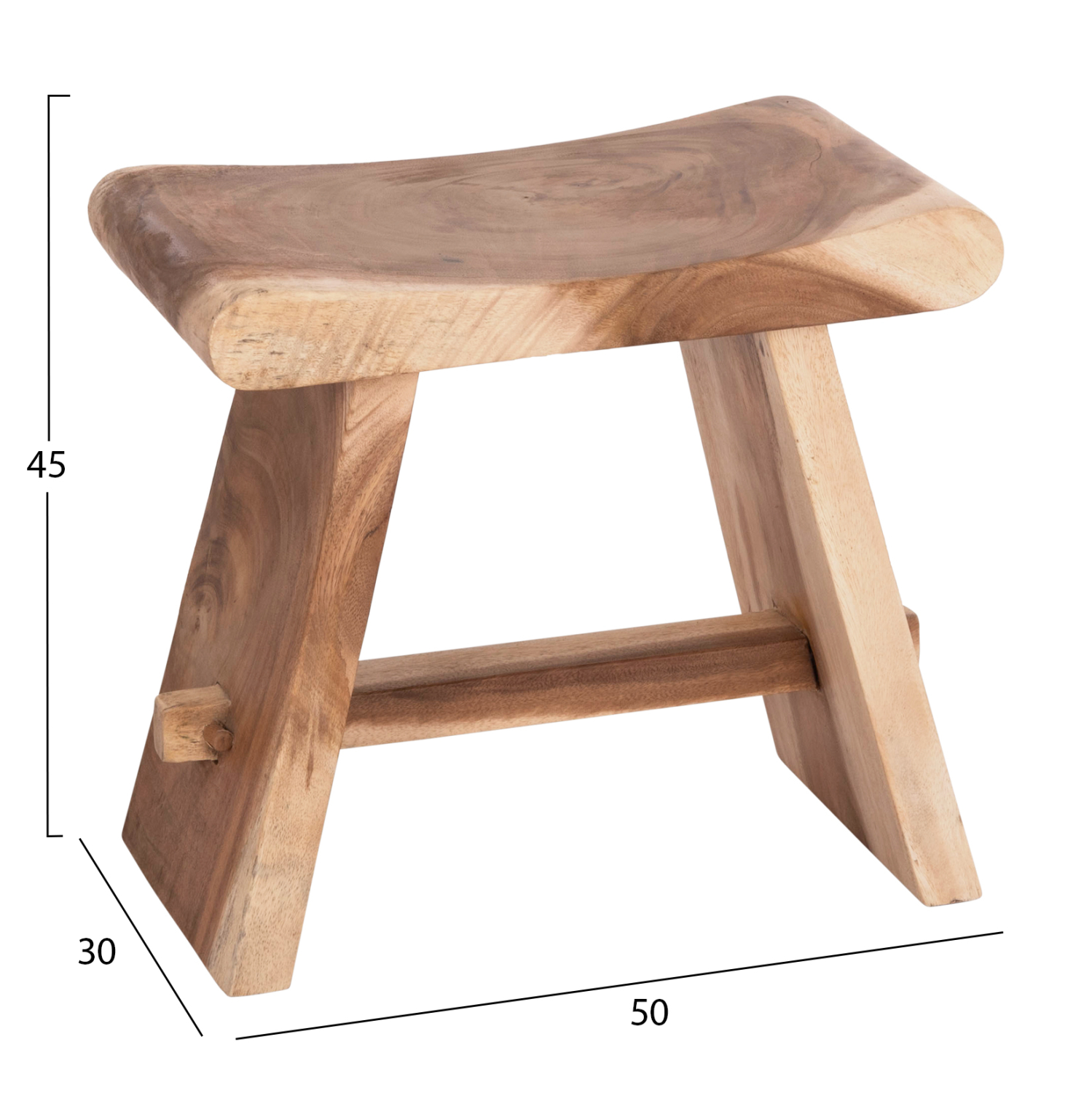 ΒΟΗΘΗΤΙΚΟ ΣΚΑΜΠΟ SADEL HM18294 ΞΥΛΟ SUAR--ΦΥΣΙΚΟ 50x30x45Υεκ. 2