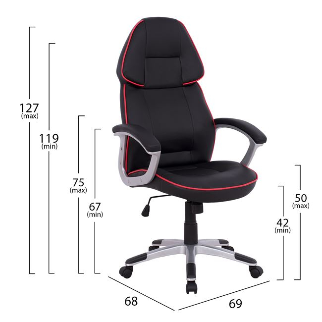 ΚΑΡΕΚΛΑ ΓΡΑΦΕΙΟΥ GAMING ARIS HM1007 BUCKET ΜΑΥΡΟ PU - ΚΟΚΚΙΝΗ ΡΙΓΑ 69x68x(119-127) εκ. 2