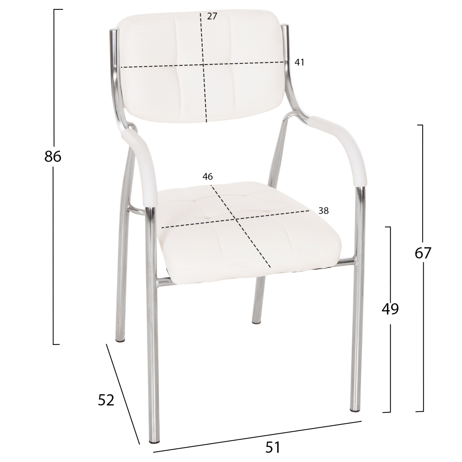 ΚΑΡΕΚΛΑ ΓΡΑΦΕΙΟΥ ΕΠΙΣΚΕΠΤΟΥ OBERON HM1018.02 ΑΣΠΡΟ PU 51x52x88Yεκ. 2