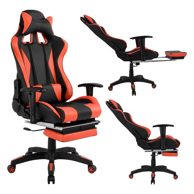 ΚΑΡΕΚΛΑ ΓΡΑΦΕΙΟΥ GAMING HM1063.01 SPEED ΜΑΥΡΟ ΚΟΚΚΙΝΟ &amp; ΥΠΟΠΟΔΙΟ 68 x 71,5 x 134 cm 1