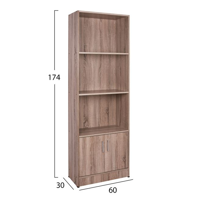 ΒΙΒΛΙΟΘΗΚΗ ΜΕΛΑΜΙΝΗΣ HAYDEN HM2269.02 ΣΕ ΧΡΩΜΑ SONAMA 60x30x174Υεκ. 2