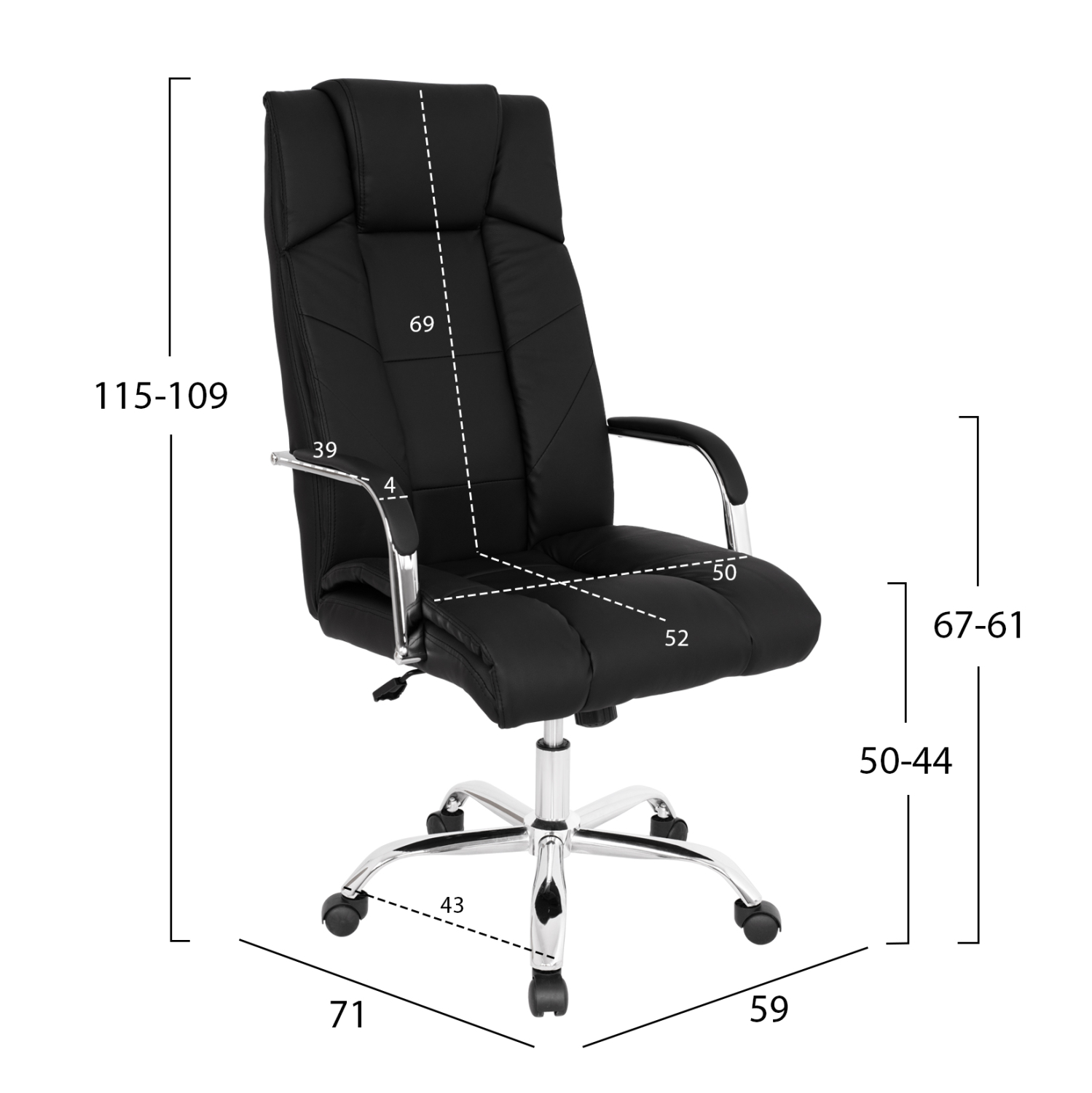 ΚΑΡΕΚΛΑ ΓΡΑΦΕΙΟΥ PAISLEY HM1117 ΜΕ ΜΑΥΡΟ PU 59x71x105 cm. 2