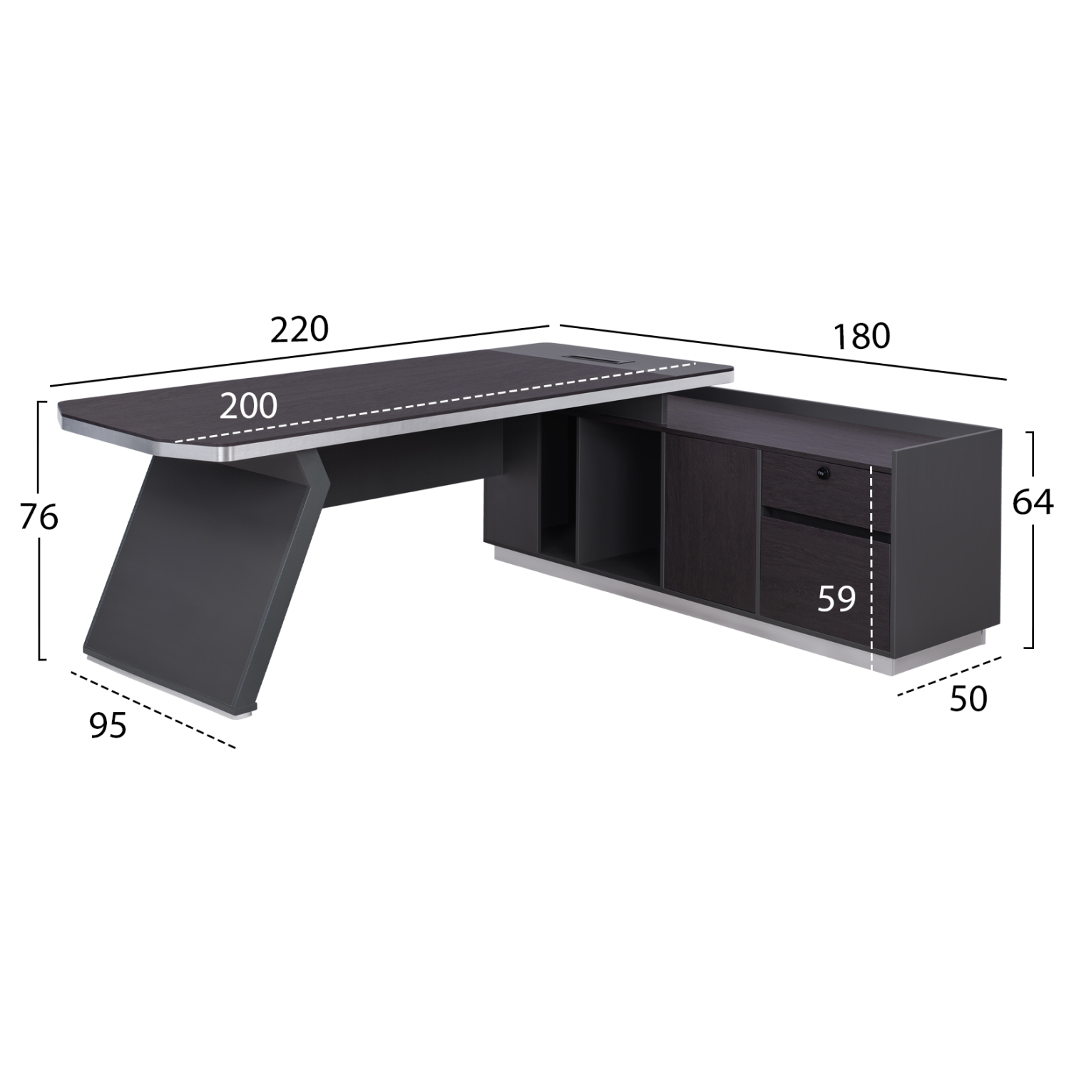 ΓΡΑΦΕΙΟ ΕΠΑΓΓΕΛΜΑΤΙΚΟ ΔΕΞΙΑ ΓΩΝΙΑ ROSEWOOD HM2084R 220X180X76Υ εκ. 2
