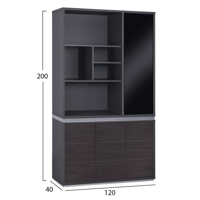 ΒΙΒΛΙΟΘΗΚΗ ΓΡΑΦΕΙΟΥ ΕΠΑΓΓΕΛΜΑΤΙΚΗ ROSEWOOD HM2091R 120Χ40Χ200Υ εκ. 2