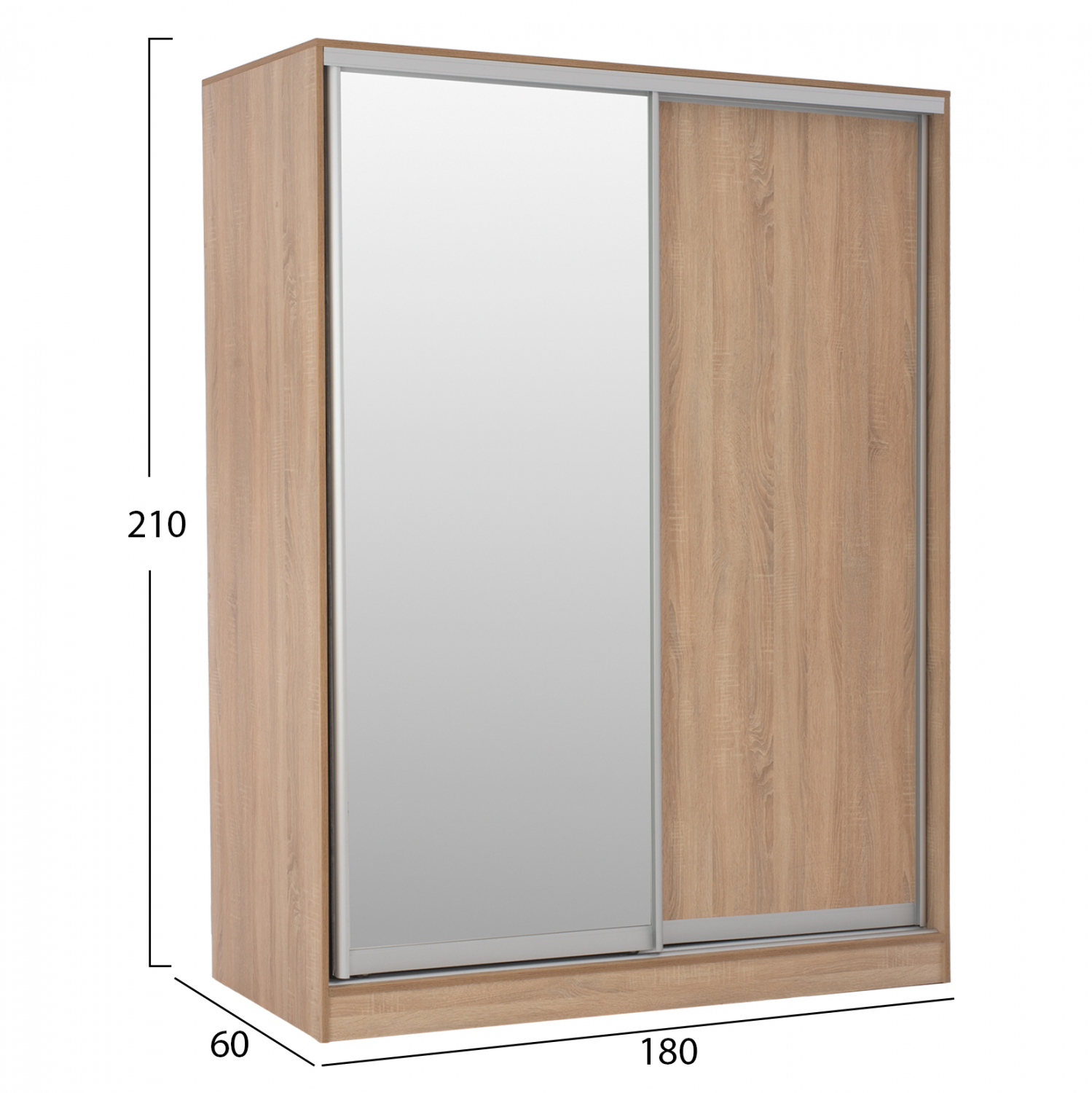 ΝΤΟΥΛΑΠΑ 2ΦΥΛΛΗ 180X60X210Υεκ. ΣΥΡΟΜΕΝΗ ΜΕ ΚΑΘΡΕΠΤΗ SONAMA OAK HM2437 2