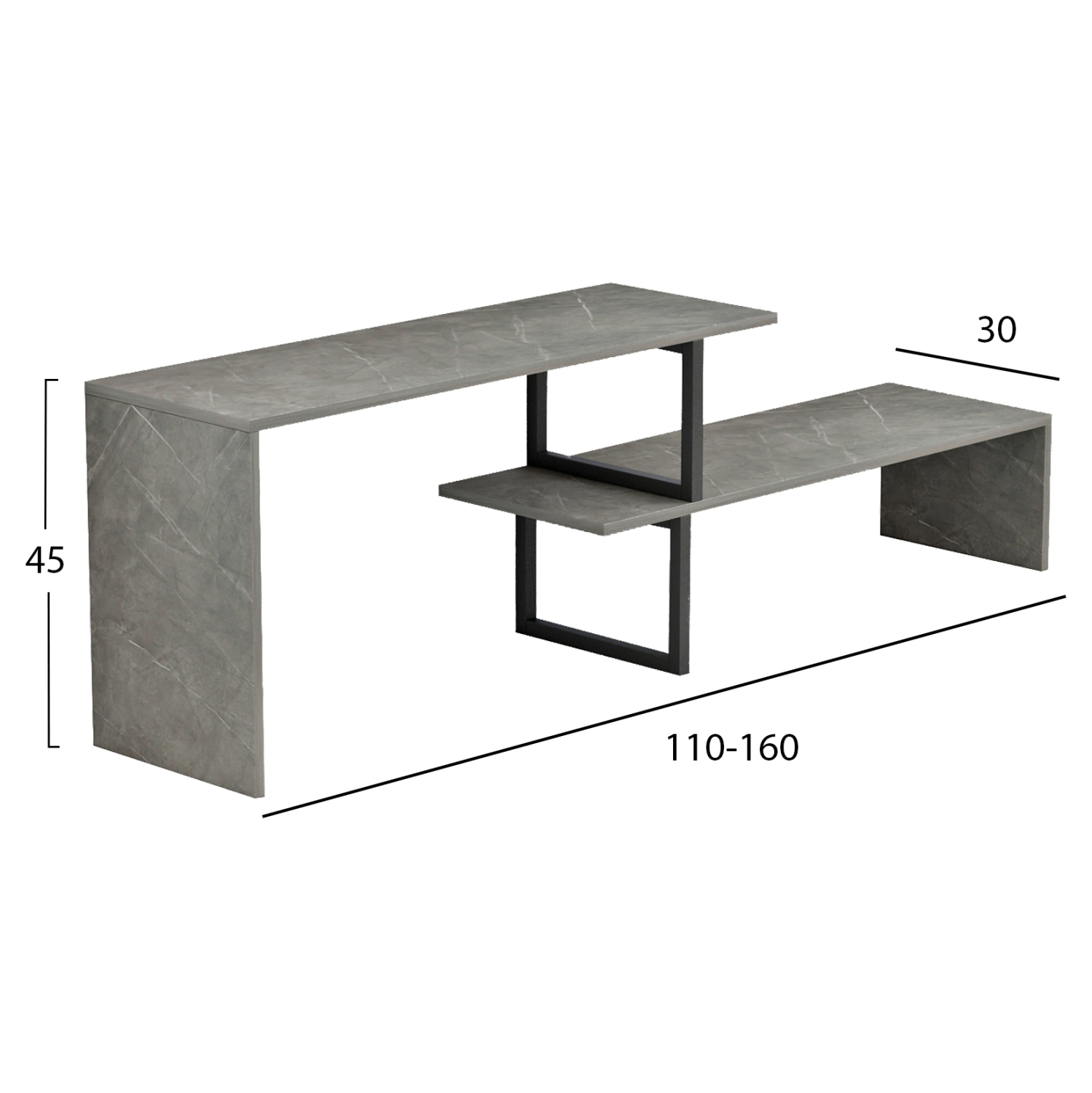 ΕΠΙΠΛΟ ΤΗΛΕΟΡΑΣΗΣ ΕΠΕΚΤ. BRIGGITE HM8892.11 ΜΕΛΑΜΙΝΗ GREY STONE TEXTURE 160x30x45Υεκ. 2
